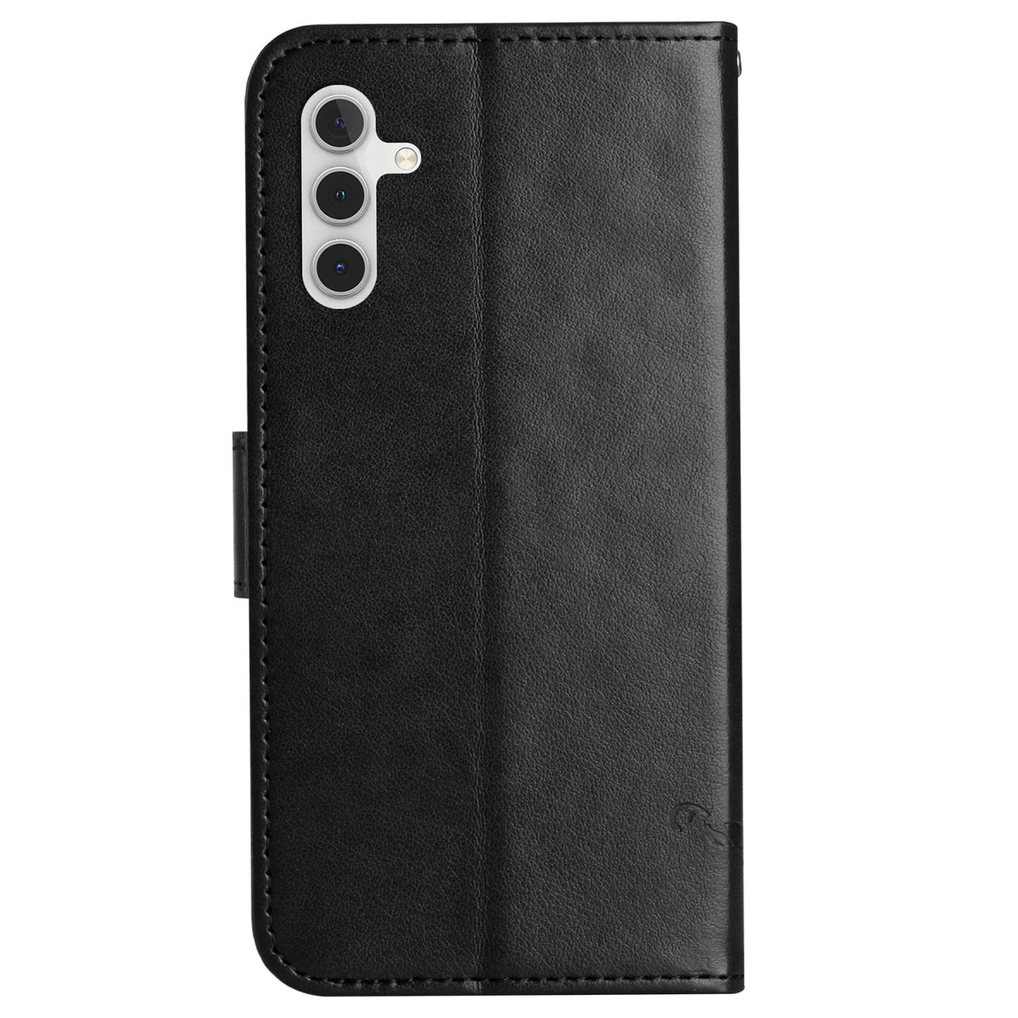 Uniqkart for Samsung Galaxy S23 FE PU Leather Wallet Phone Case Butterfly Flower Imprinted Stand Cover - Black