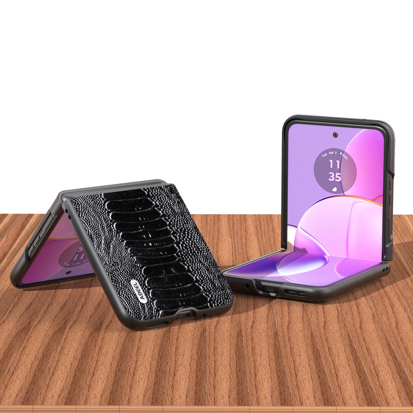 Uniqkart for Motorola Razr 40 5G Genuine Cow Leather + Hard PC Shell Crocodile Texture Phone Case - Black