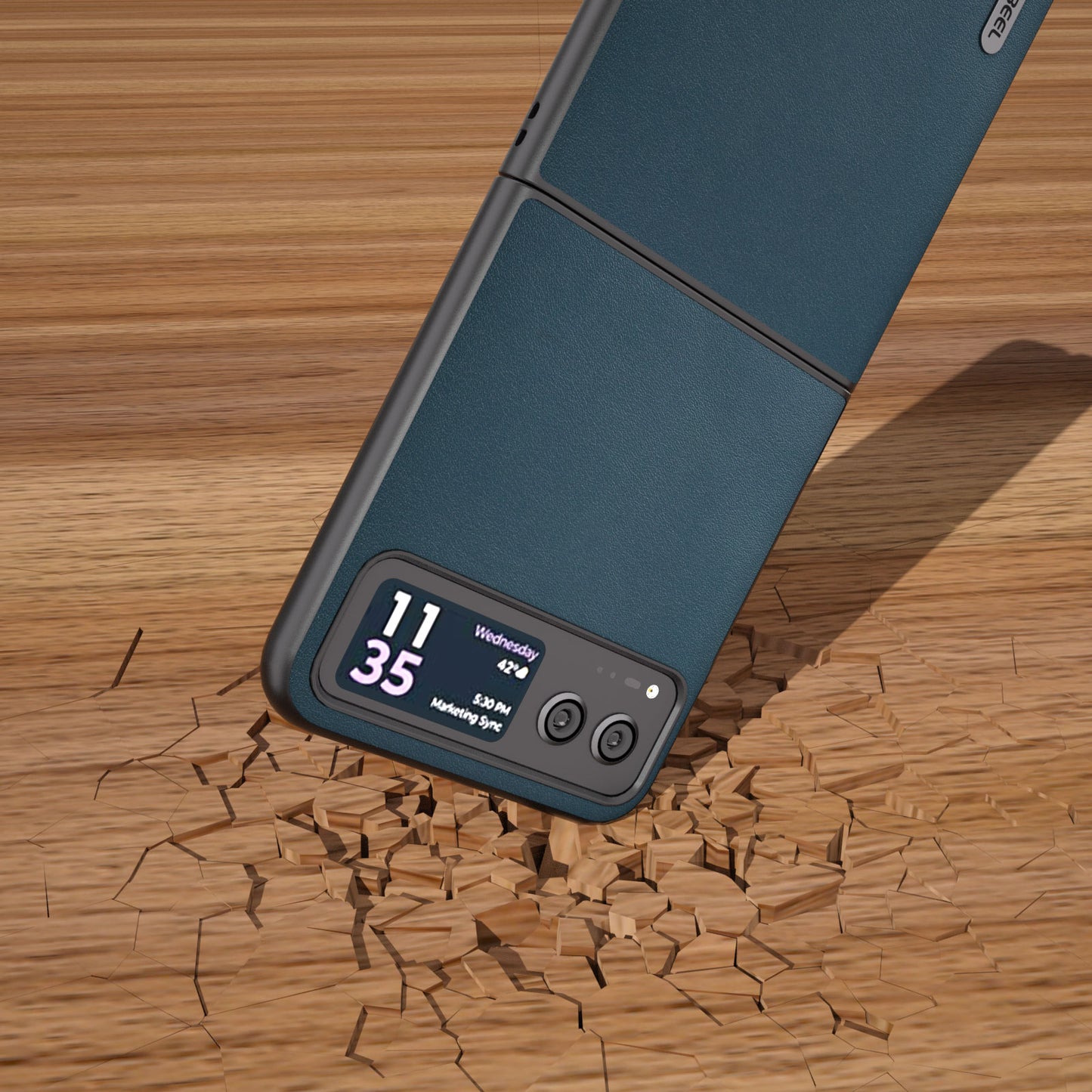 Uniqkart For Motorola Razr 40 5G Nappa Texture Phone Case Genuine Cow Leather + Hard PC Protective Cover - Green