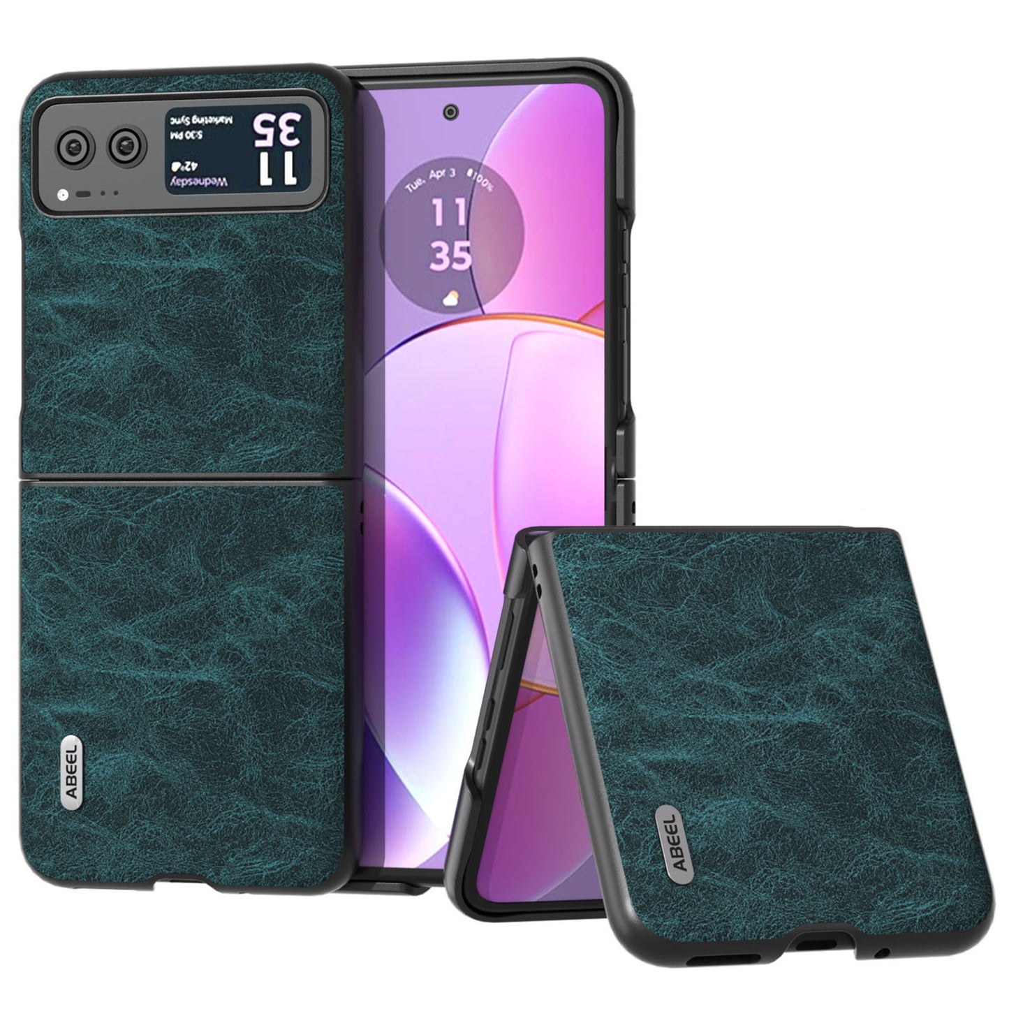 Uniqkart For Motorola Razr 40 5G PU Leather Coated PC Phone Shell Litchi Texture Ultra Thin Cover - Blue