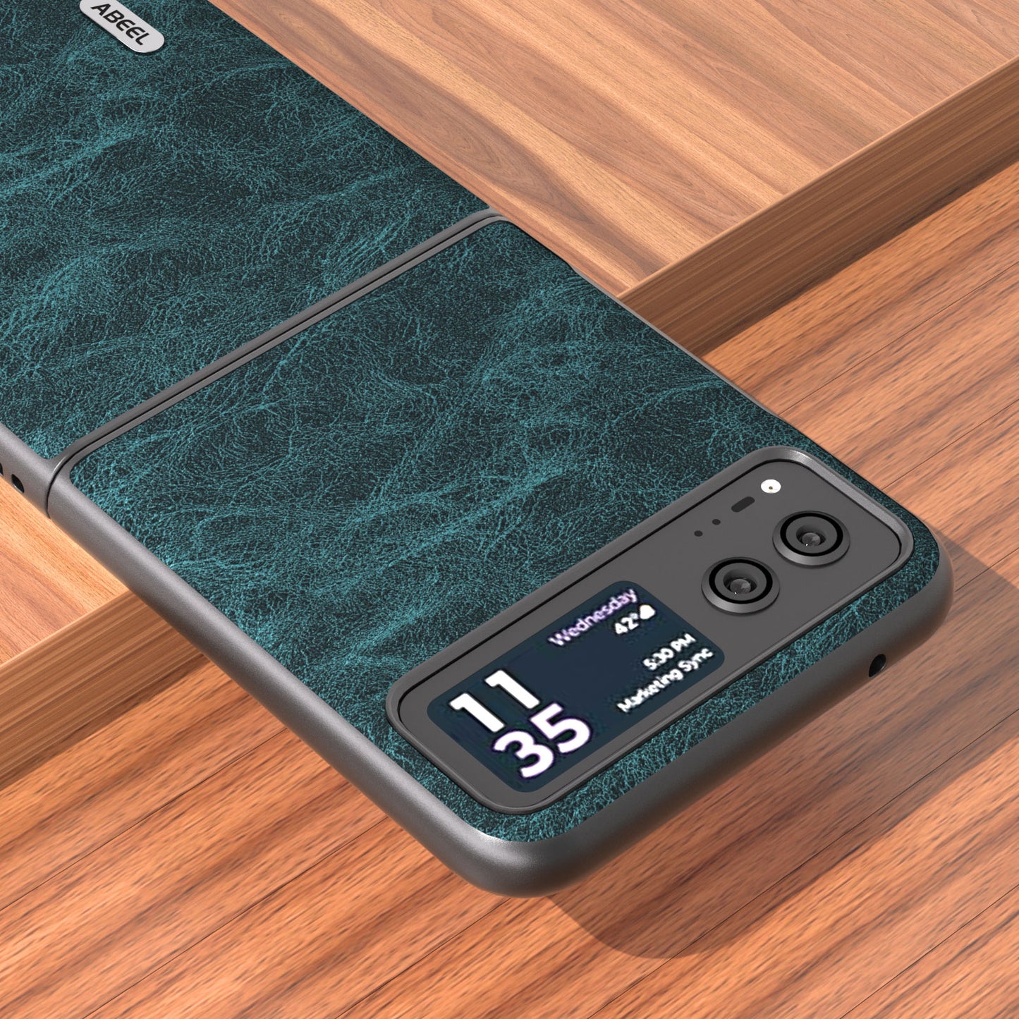 Uniqkart For Motorola Razr 40 5G PU Leather Coated PC Phone Shell Litchi Texture Ultra Thin Cover - Blue