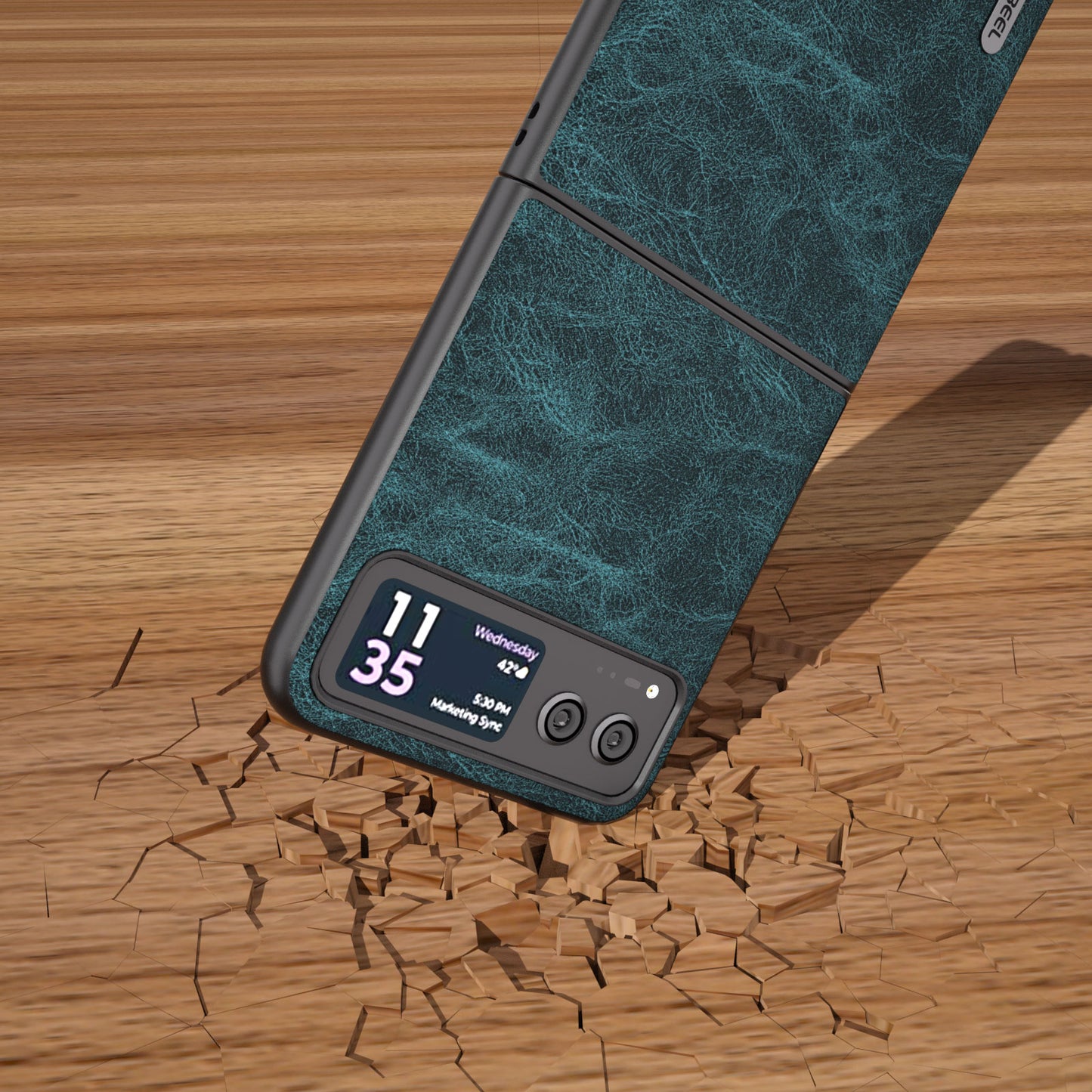 Uniqkart For Motorola Razr 40 5G PU Leather Coated PC Phone Shell Litchi Texture Ultra Thin Cover - Blue