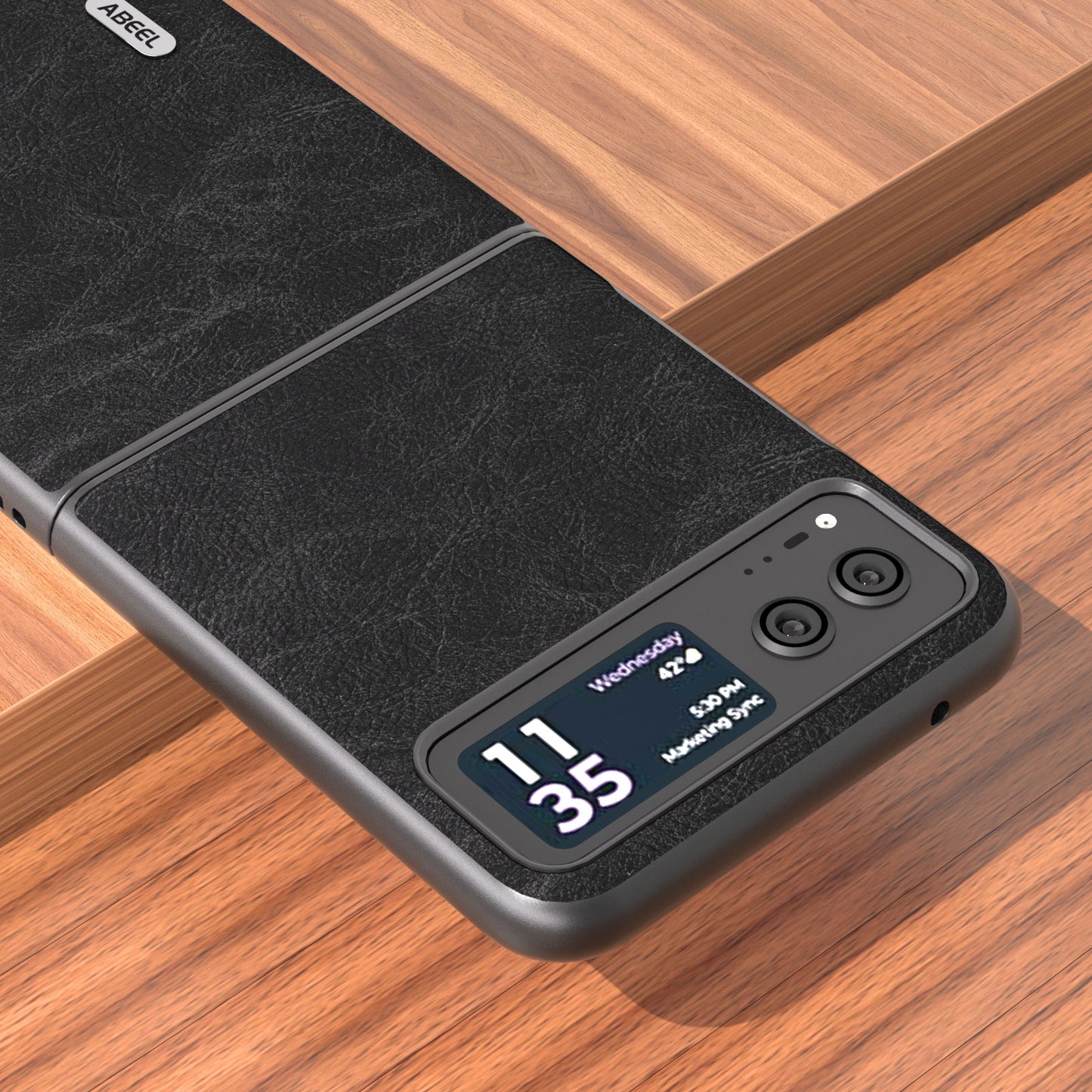 Uniqkart For Motorola Razr 40 5G PU Leather Coated PC Phone Shell Litchi Texture Ultra Thin Cover - Black