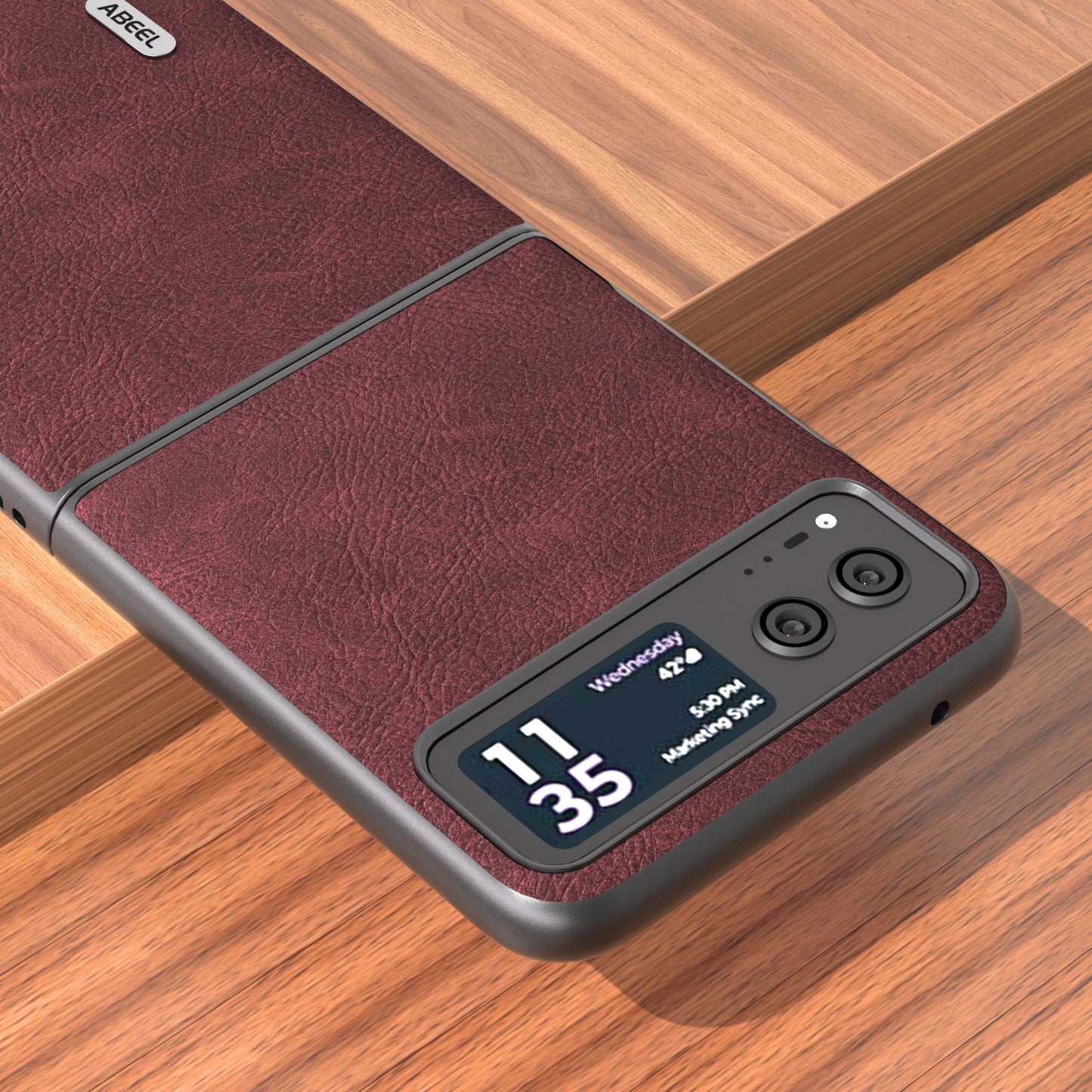 Uniqkart For Motorola Razr 40 5G PU Leather Coated PC Phone Shell Litchi Texture Ultra Thin Cover - Purplish Red