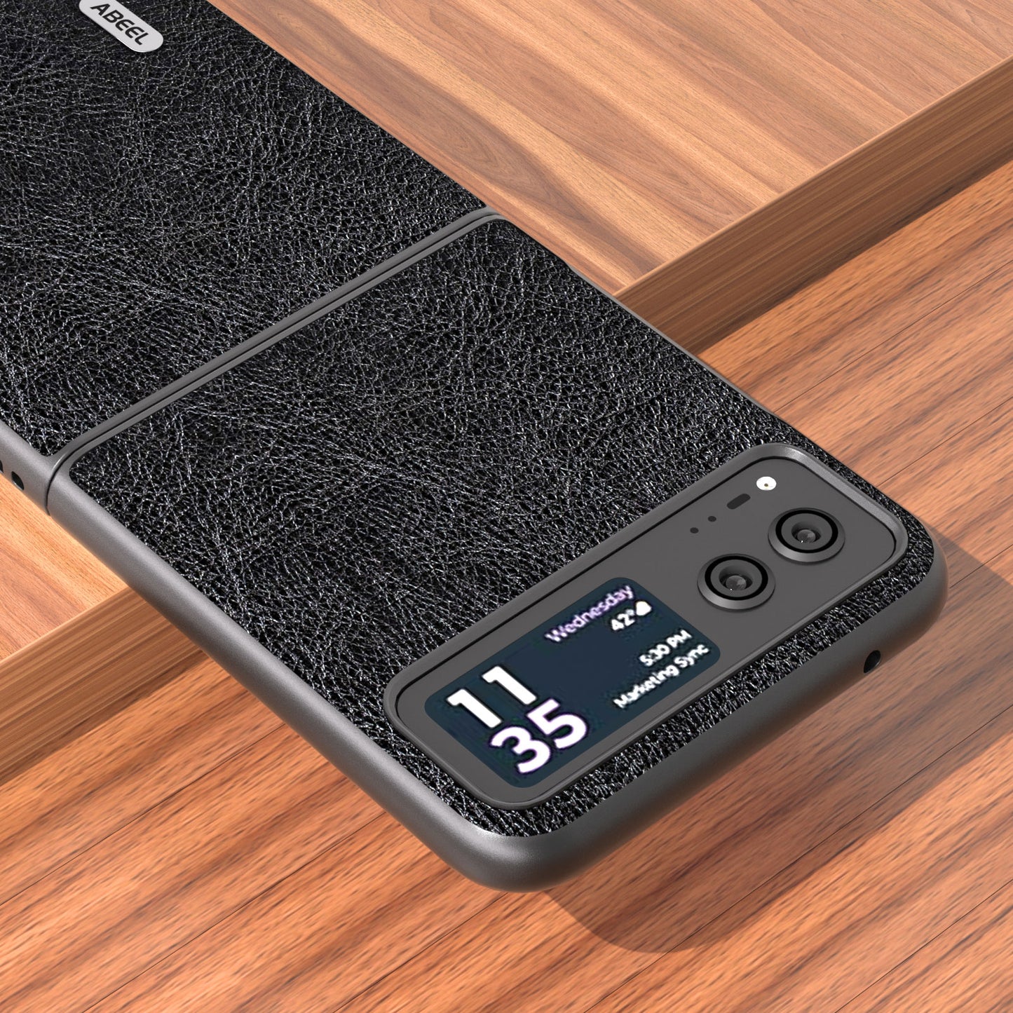 Uniqkart For Motorola Razr 40 5G Retro Litchi Texture Case PU Leather + PC Anti-Drop Protective Phone Cover - Black