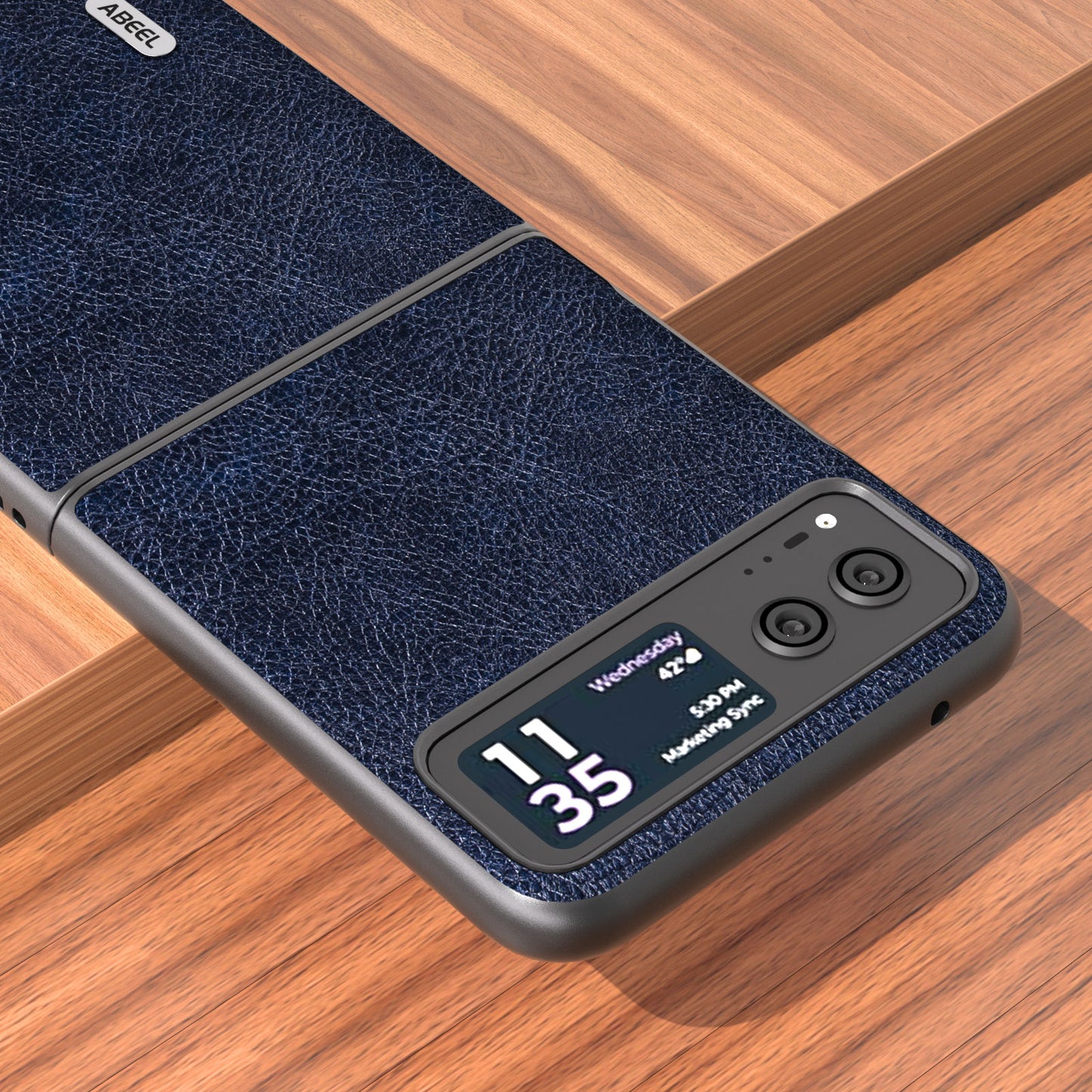 Uniqkart for Motorola Razr 40 5G Retro Litchi Texture Case PU Leather + PC Anti-Drop Protective Phone Cover - Blue