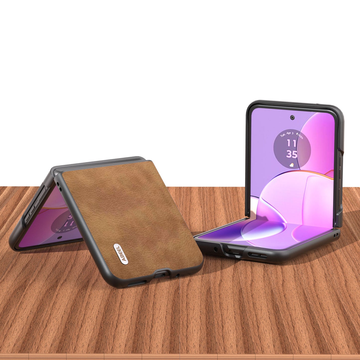 Uniqkart for Motorola Razr 40 5G Retro Litchi Texture Case PU Leather + PC Anti-Drop Protective Phone Cover - Brown