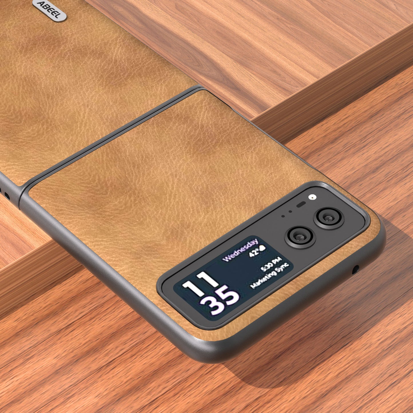 Uniqkart for Motorola Razr 40 5G Retro Litchi Texture Case PU Leather + PC Anti-Drop Protective Phone Cover - Brown