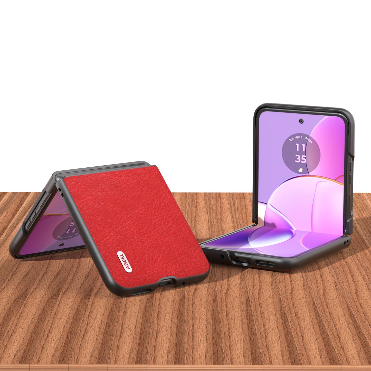 Uniqkart for Motorola Razr 40 5G Retro Litchi Texture Case PU Leather + PC Anti-Drop Protective Phone Cover - Red