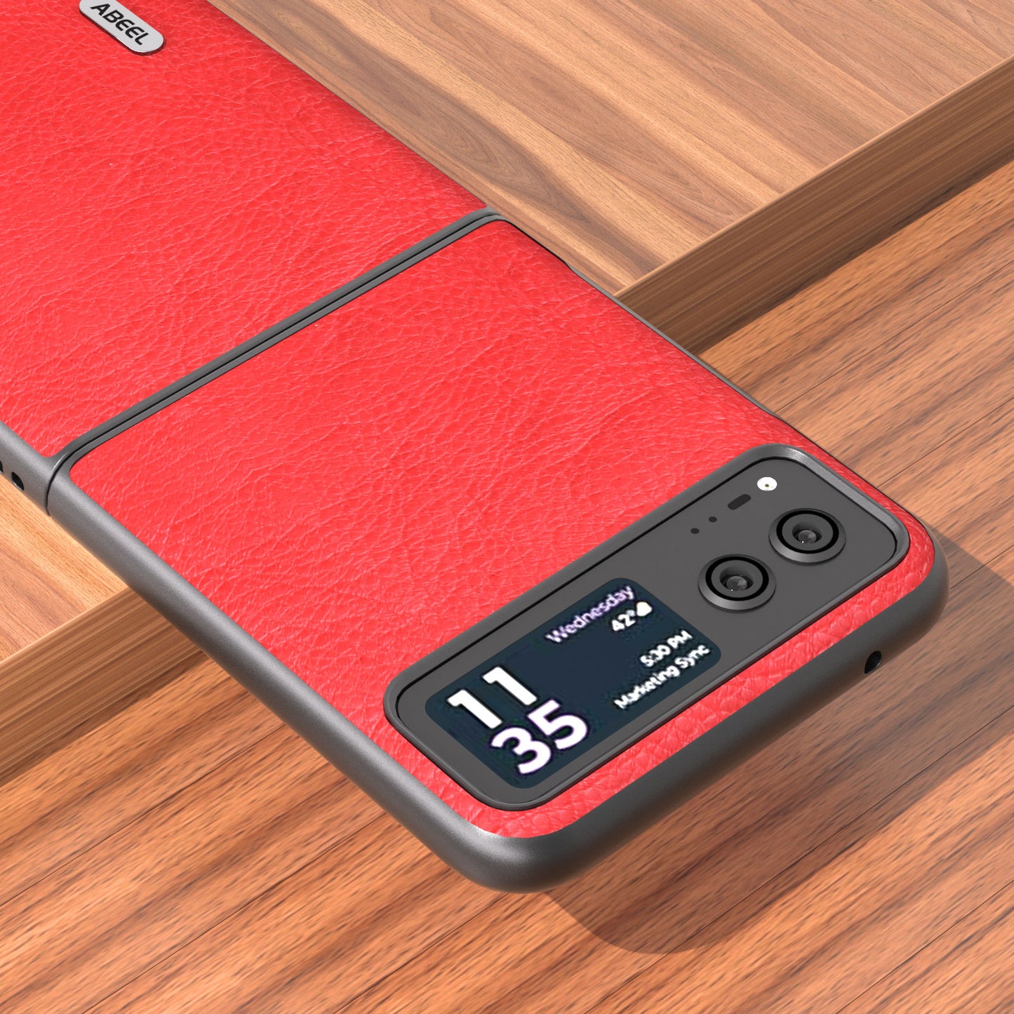 Uniqkart for Motorola Razr 40 5G Retro Litchi Texture Case PU Leather + PC Anti-Drop Protective Phone Cover - Red