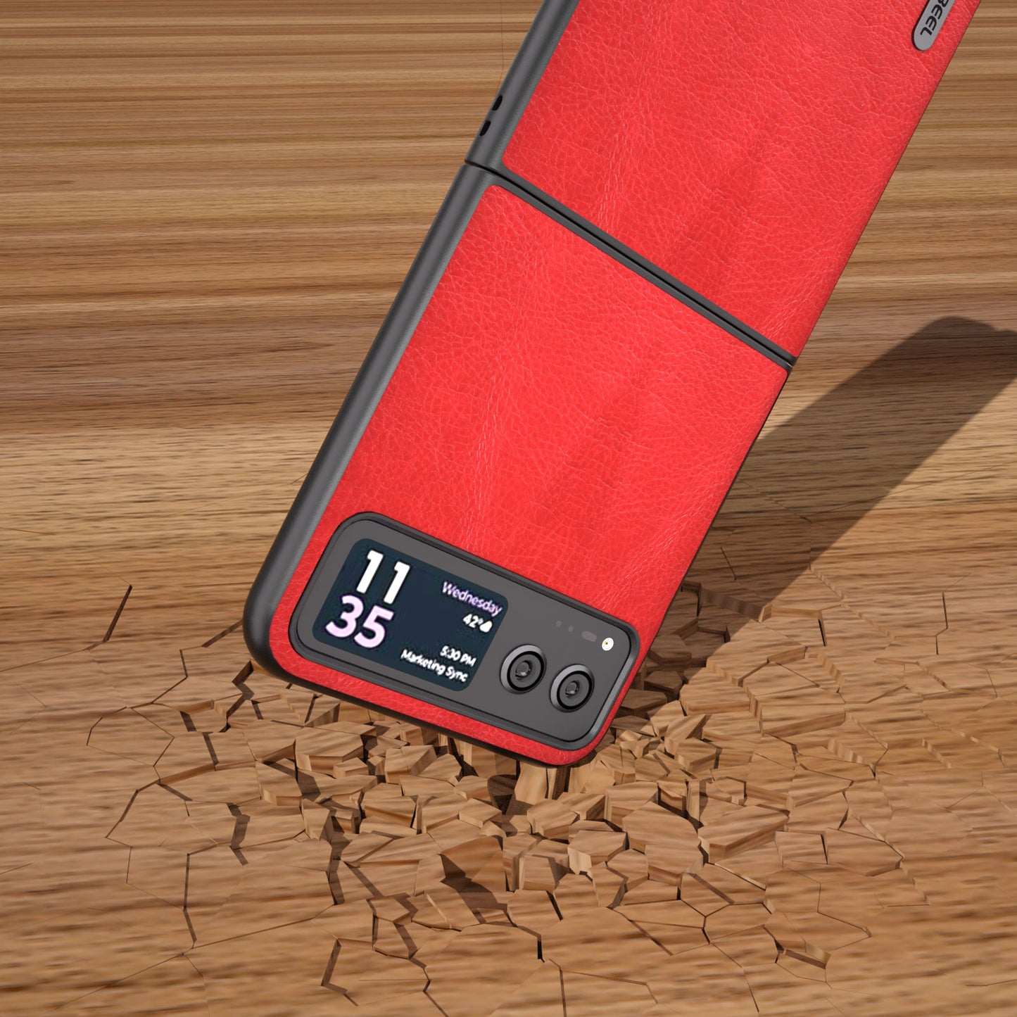 Uniqkart for Motorola Razr 40 5G Retro Litchi Texture Case PU Leather + PC Anti-Drop Protective Phone Cover - Red