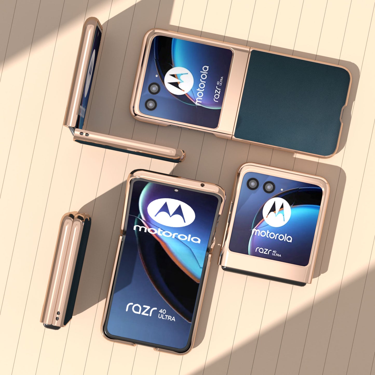 Uniqkart for Motorola Razr 40 Ultra 5G Electroplating Nappa Texture Case Genuine Cow Leather Coated PC Phone Cover - Green