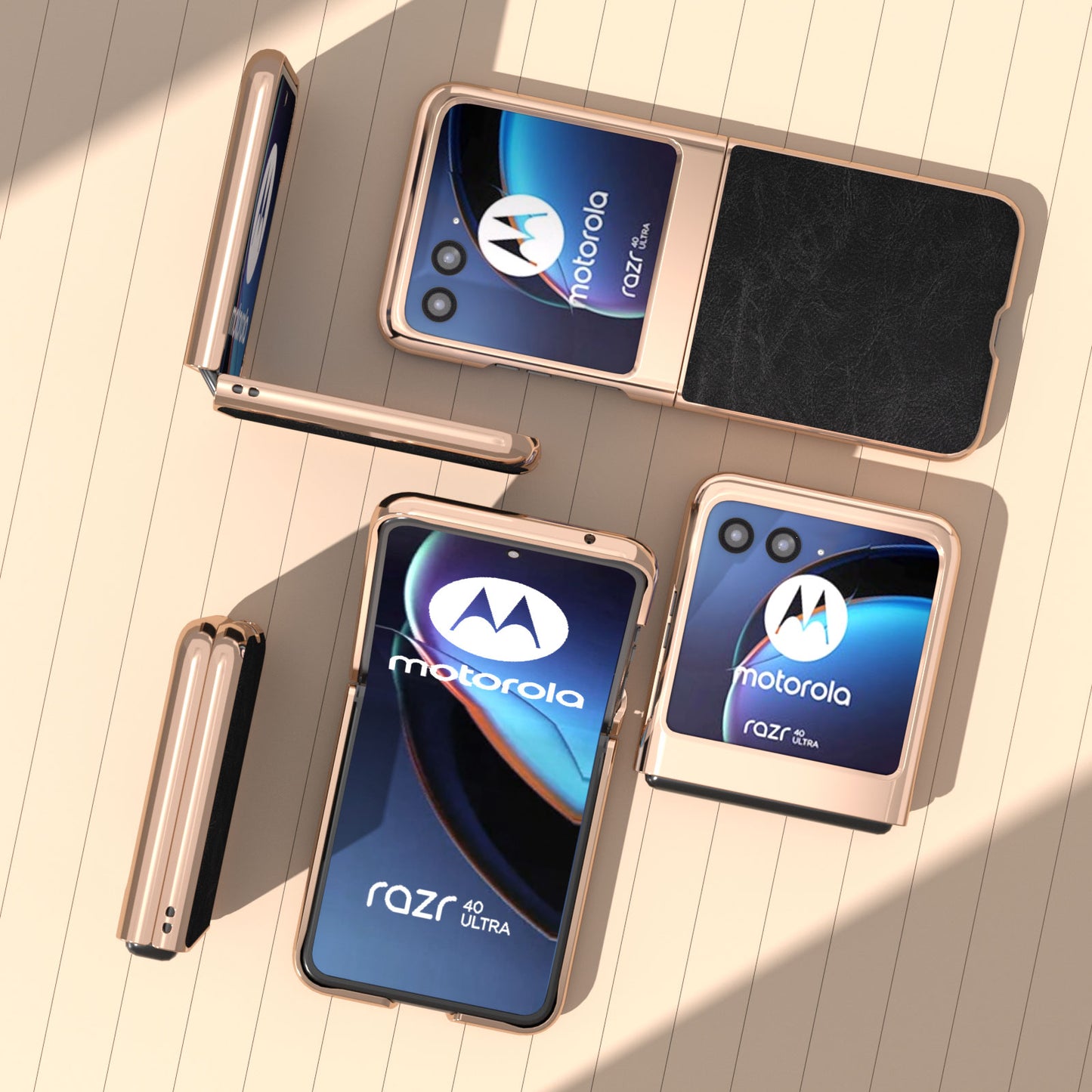 Uniqkart for Motorola Razr 40 Ultra 5G Phone Case Electroplating PU Leather + PC Litchi Texture Cover - Black