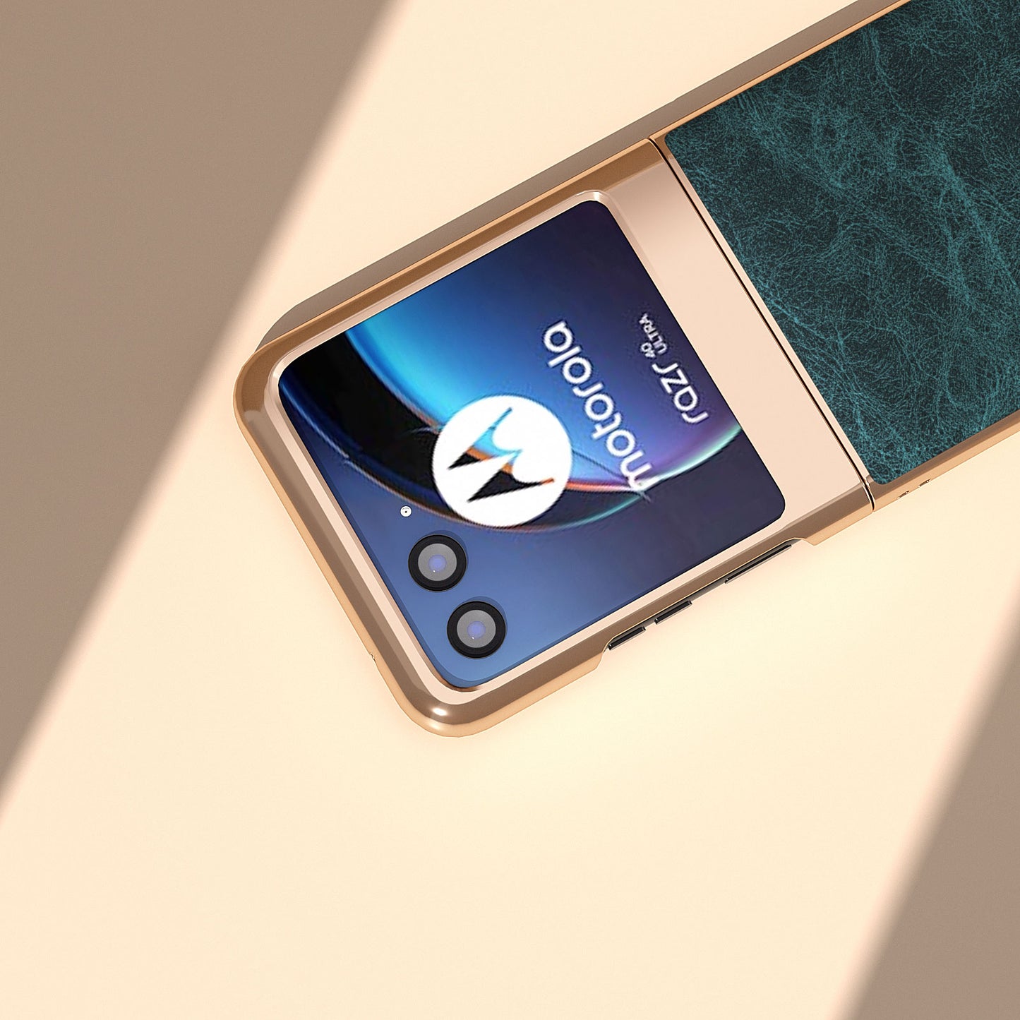 Uniqkart for Motorola Razr 40 Ultra 5G Phone Case Electroplating PU Leather + PC Litchi Texture Cover - Blue