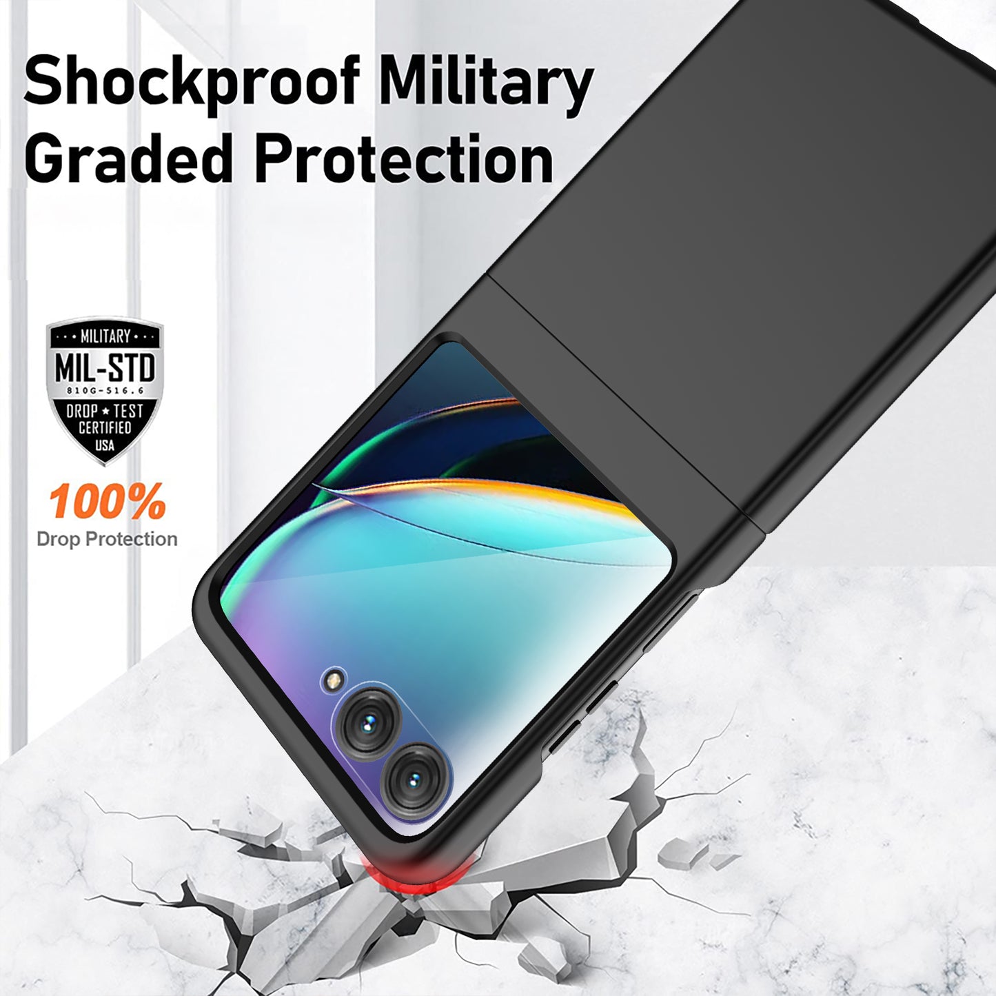 Uniqkart For Motorola Razr 40 Ultra 5G Hard PC Phone Case Rubberized Folding Slim Phone Cover - Black