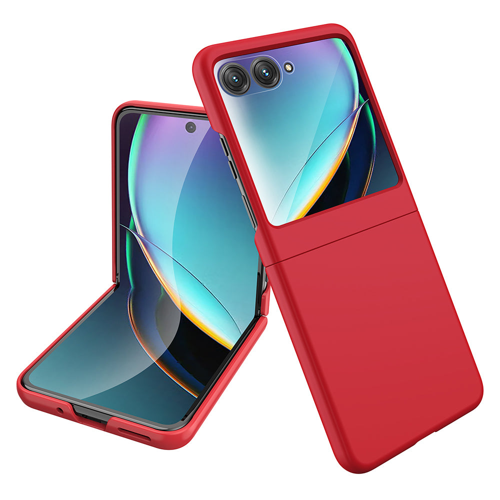 Uniqkart For Motorola Razr 40 Ultra 5G Hard PC Phone Case Rubberized Folding Slim Phone Cover - Red
