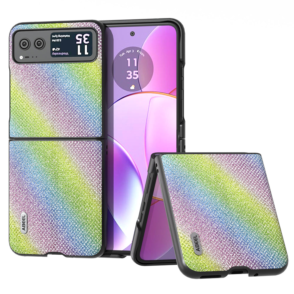 Uniqkart For Motorola Razr 40 5G Rhinestone Texture Phone Case PU Leather + Hard PC Shell Ultra Thin Cover - Multi-color
