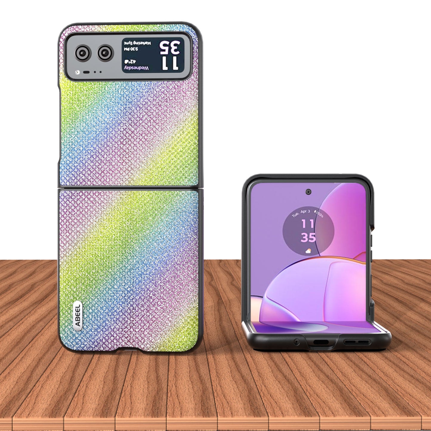 Uniqkart For Motorola Razr 40 5G Rhinestone Texture Phone Case PU Leather + Hard PC Shell Ultra Thin Cover - Multi-color