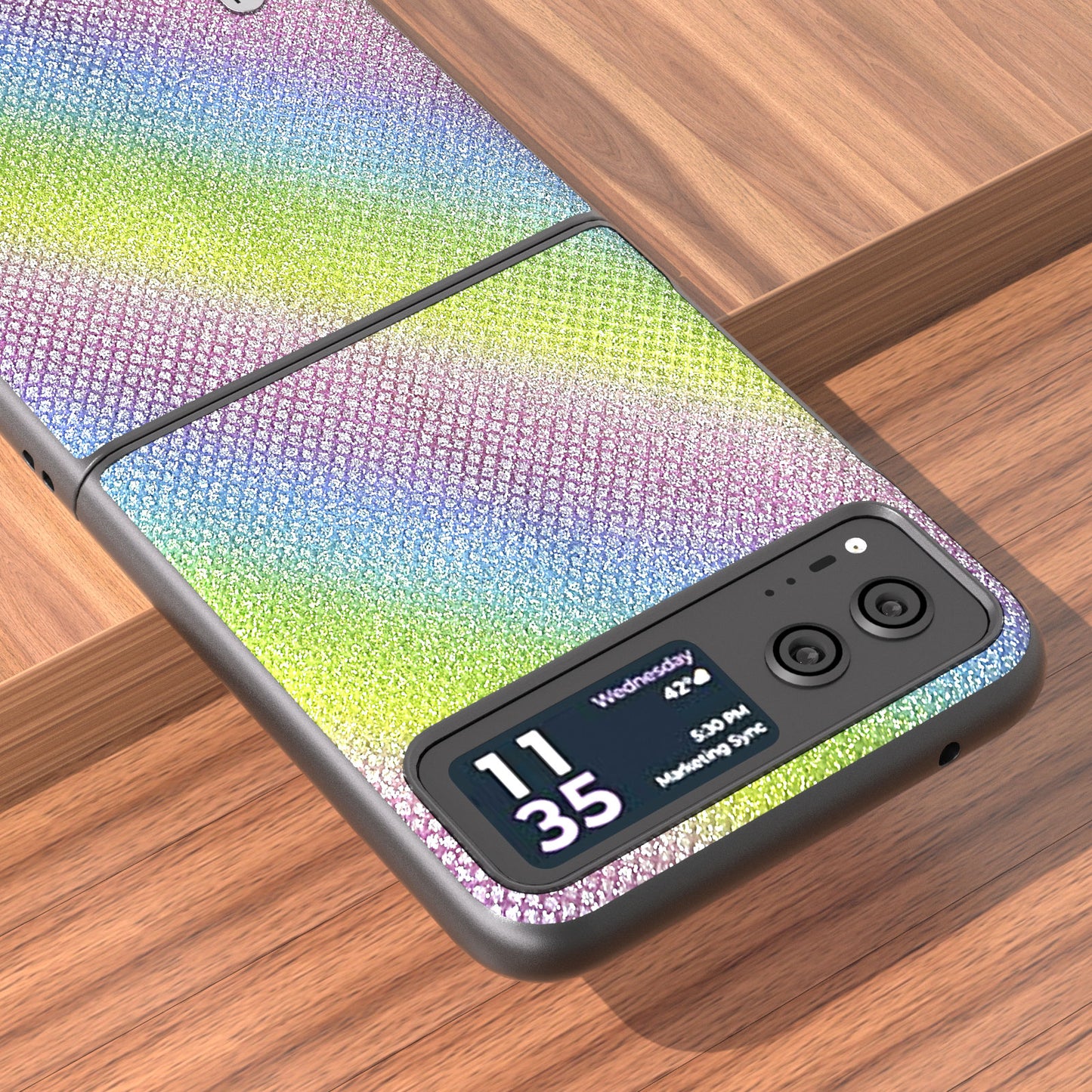 Uniqkart For Motorola Razr 40 5G Rhinestone Texture Phone Case PU Leather + Hard PC Shell Ultra Thin Cover - Multi-color