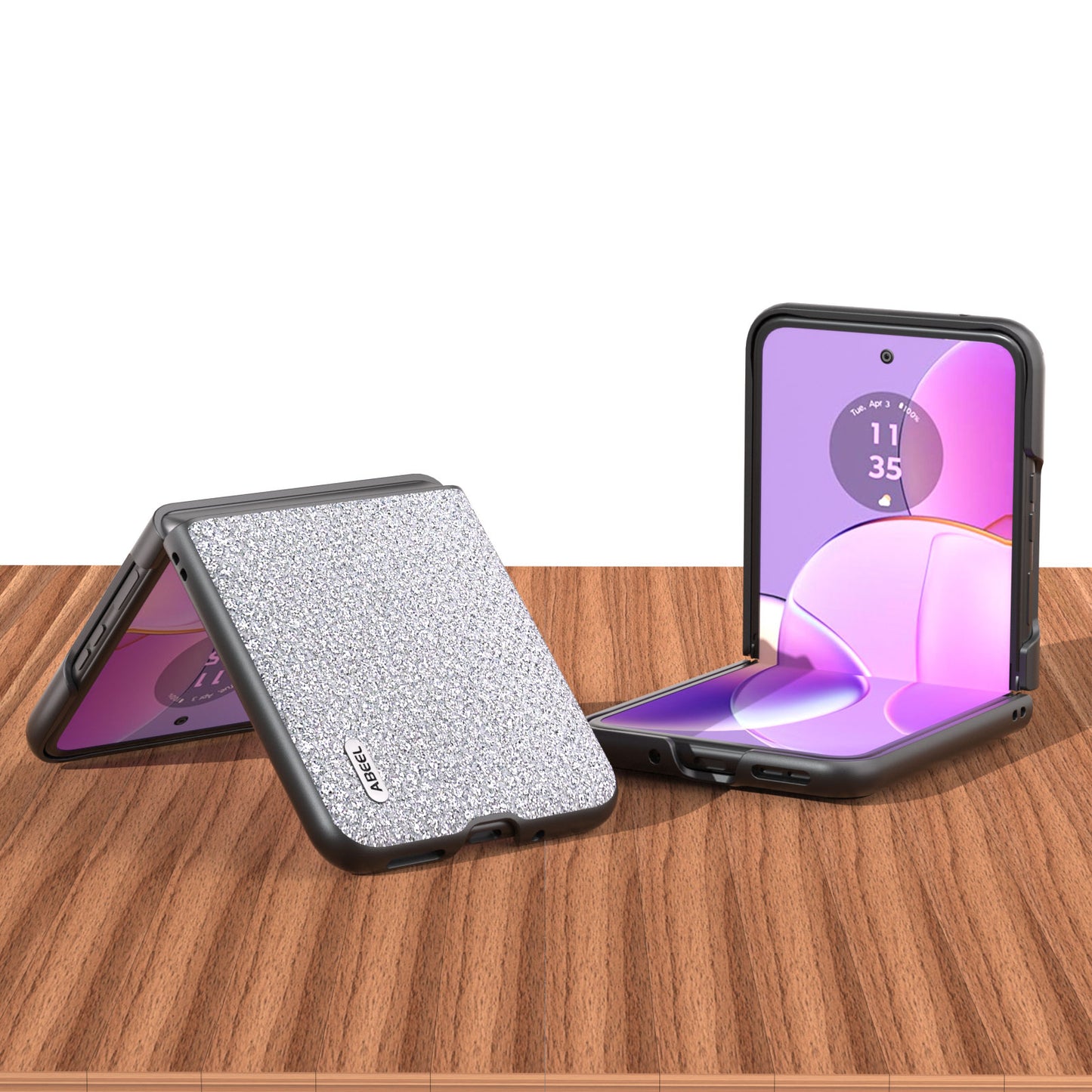 Uniqkart For Motorola Razr 40 5G Rhinestone Texture Phone Case PU Leather + Hard PC Shell Ultra Thin Cover - Silver