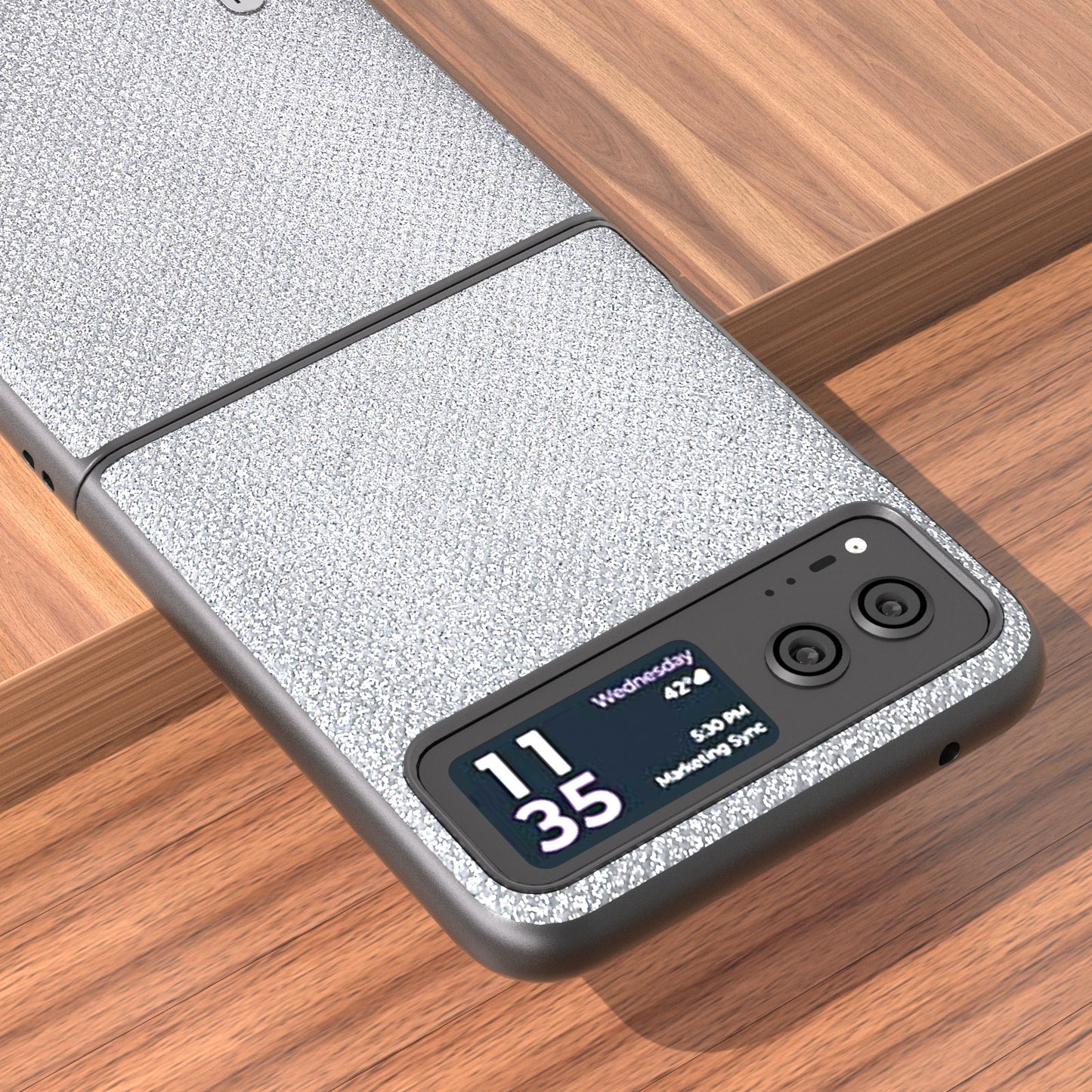 Uniqkart For Motorola Razr 40 5G Rhinestone Texture Phone Case PU Leather + Hard PC Shell Ultra Thin Cover - Silver