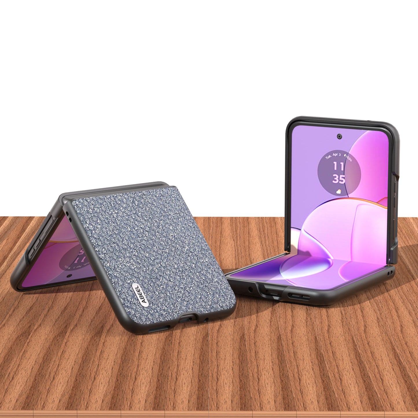 Uniqkart For Motorola Razr 40 5G Rhinestone Texture Phone Case PU Leather + Hard PC Shell Ultra Thin Cover - Grey