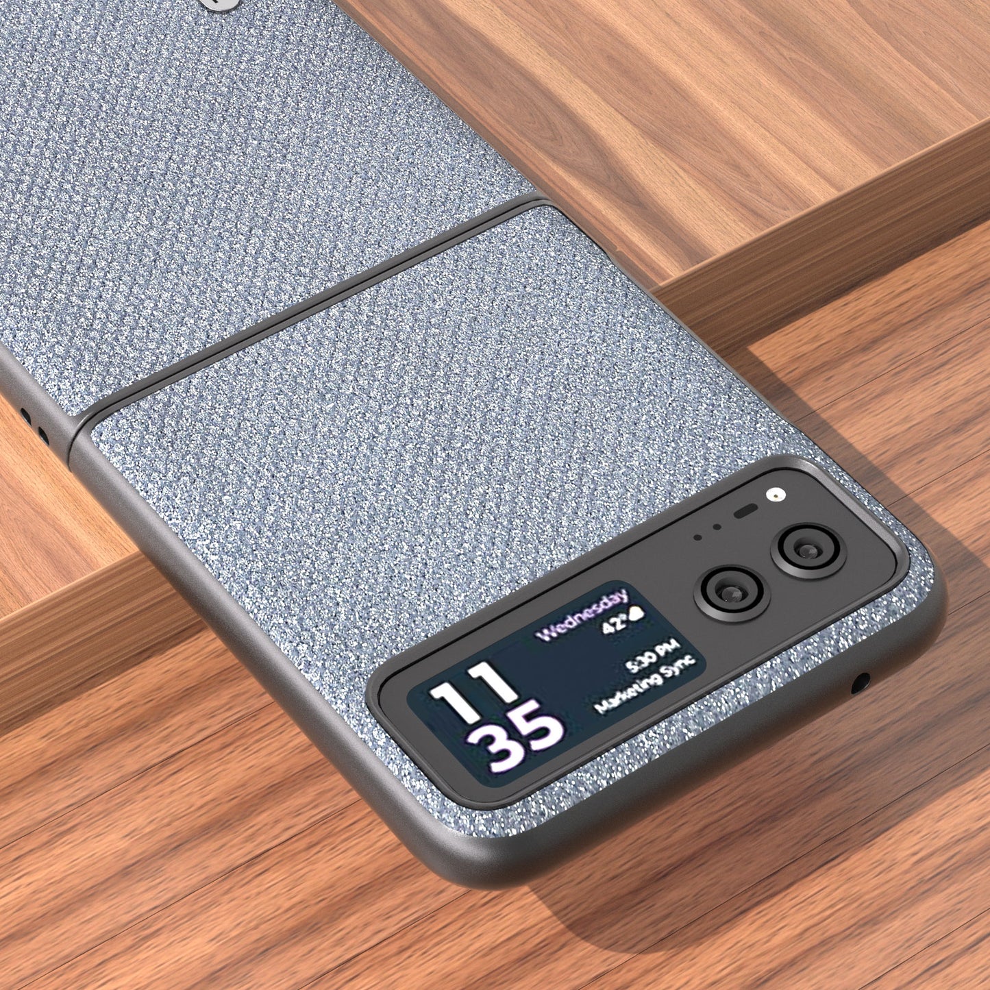 Uniqkart For Motorola Razr 40 5G Rhinestone Texture Phone Case PU Leather + Hard PC Shell Ultra Thin Cover - Grey