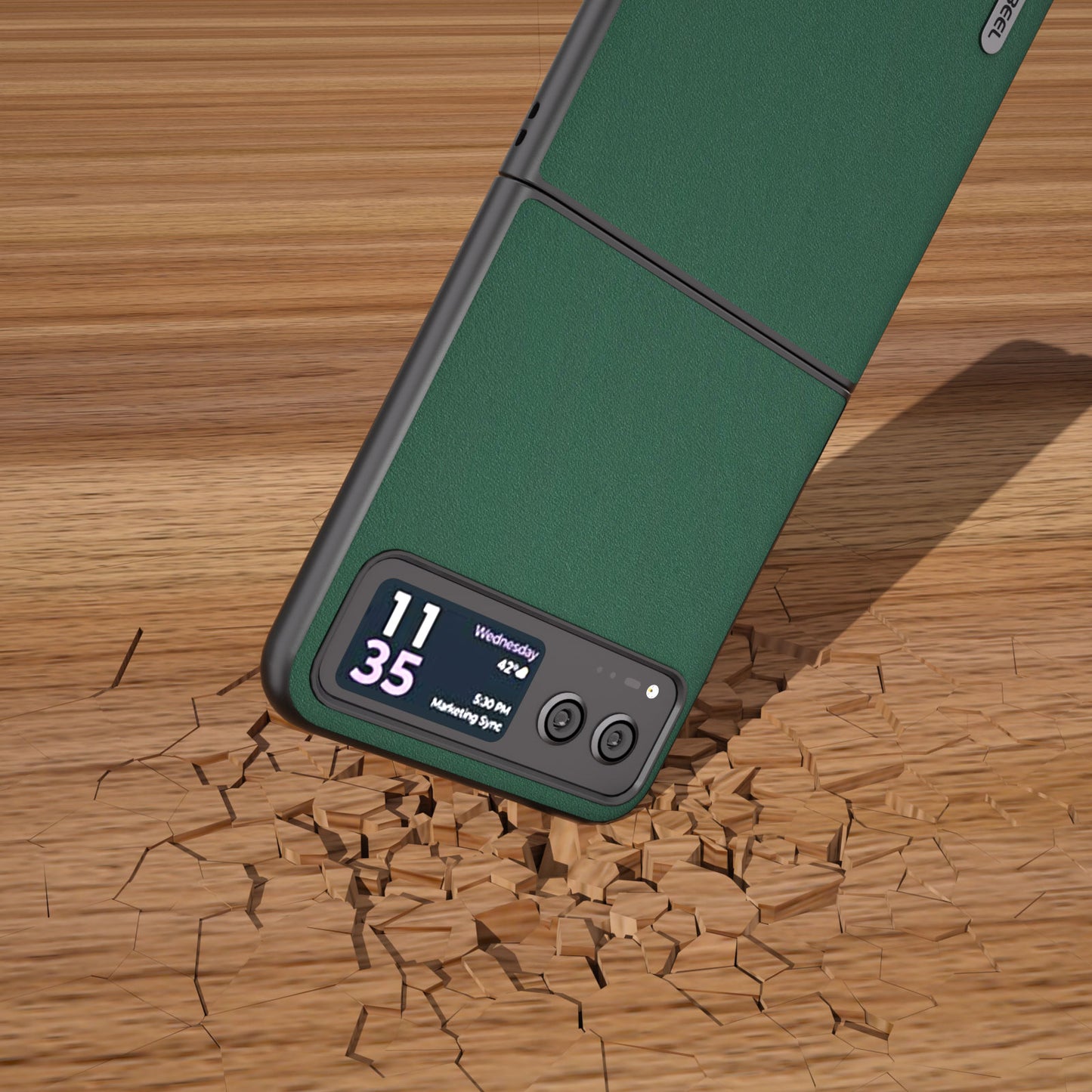 Uniqkart For Motorola Razr 40 5G Soft Silky Feeling Phone Case Cowhide Leather + PC Anti-Scratch Cover - Green