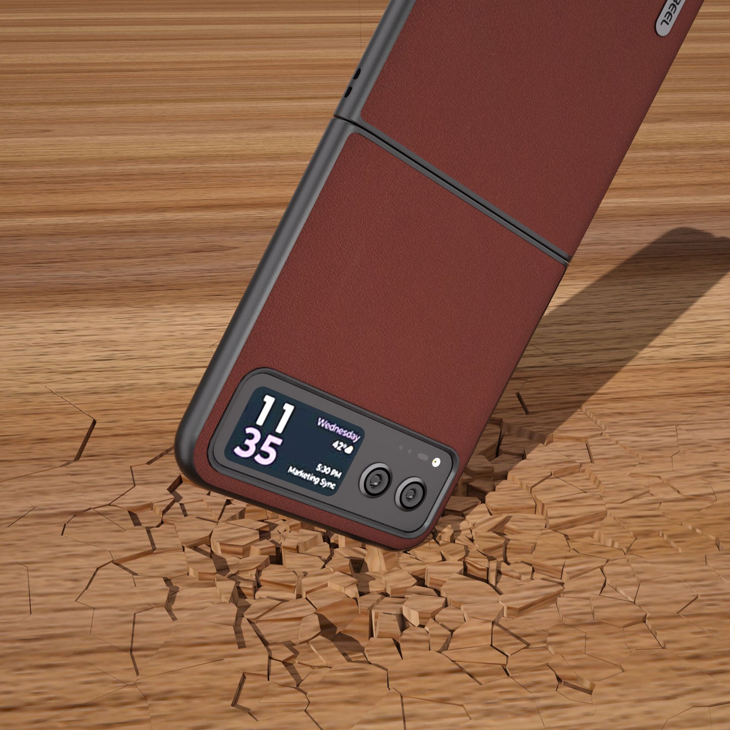 Uniqkart For Motorola Razr 40 5G Soft Silky Feeling Phone Case Cowhide Leather + PC Anti-Scratch Cover - Coffee