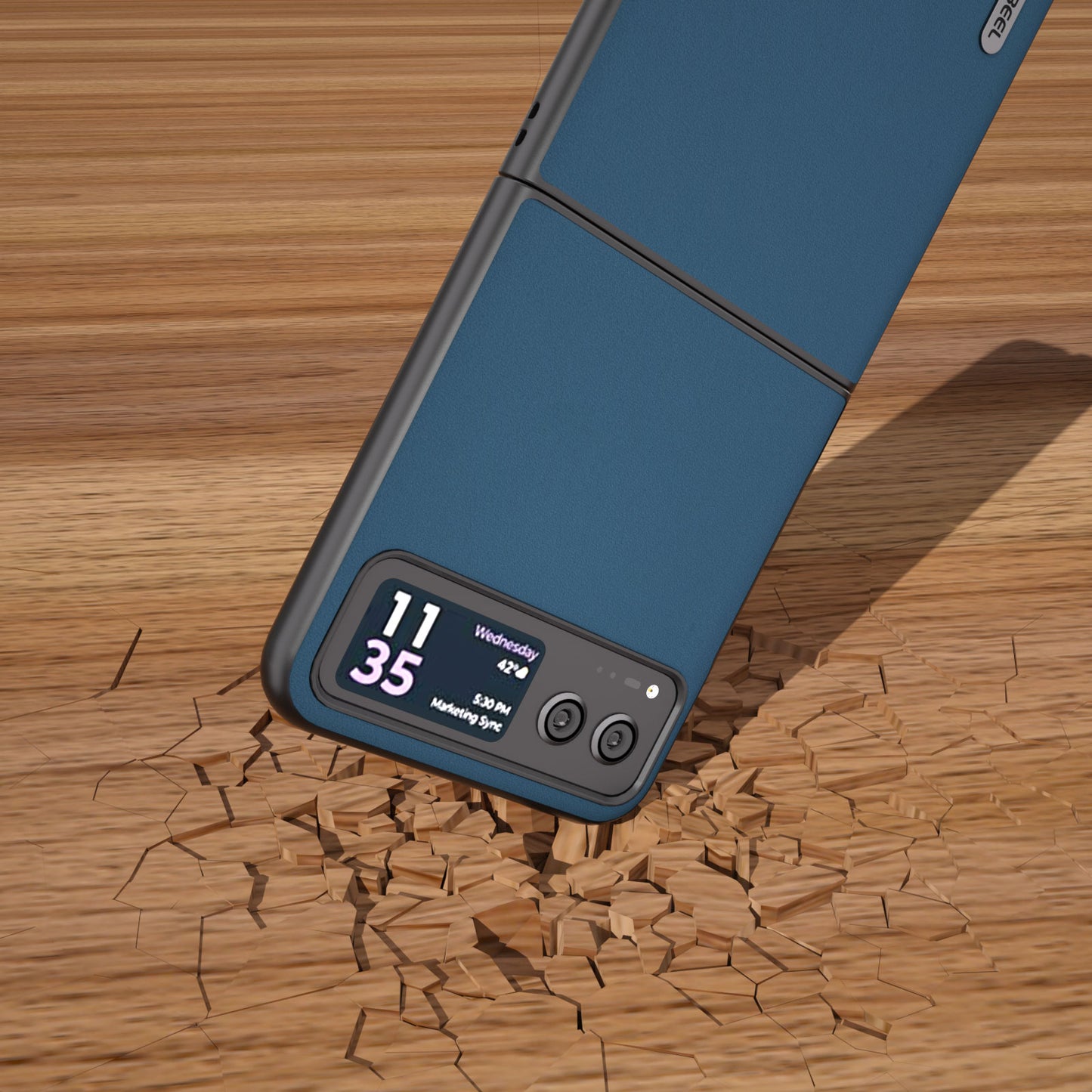 Uniqkart For Motorola Razr 40 5G Soft Silky Feeling Phone Case Cowhide Leather + PC Anti-Scratch Cover - Blue