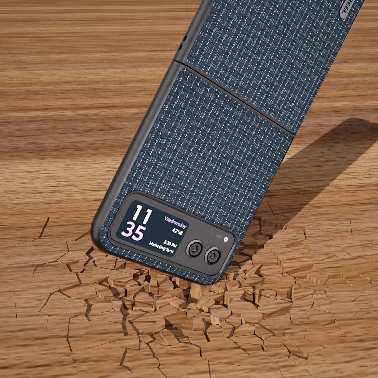 Uniqkart for Motorola Razr 40 5G Luxury Texture Phone Case Cowhide Leather + PC Protective Cover - Blue