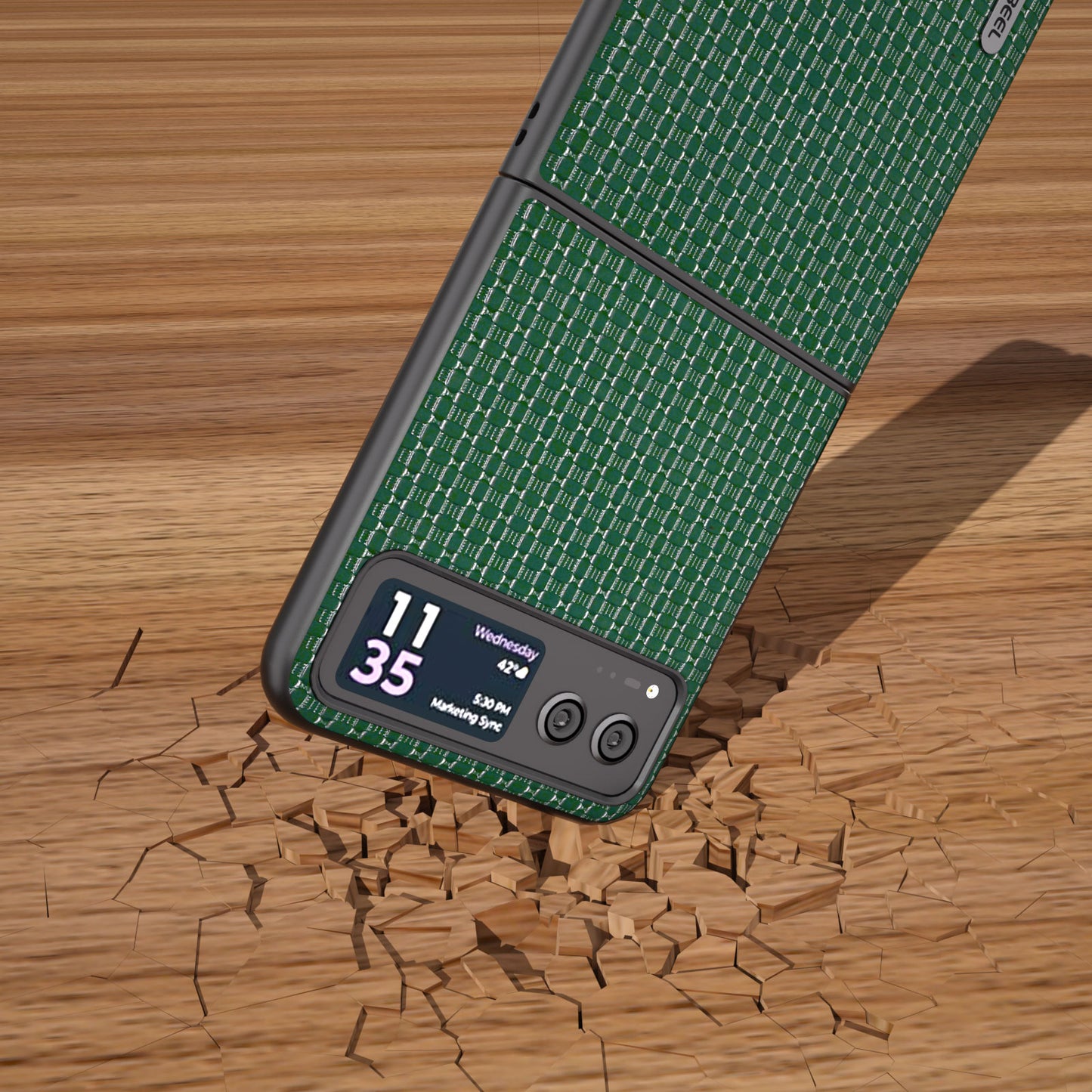 Uniqkart for Motorola Razr 40 5G Luxury Texture Phone Case Cowhide Leather + PC Protective Cover - Green