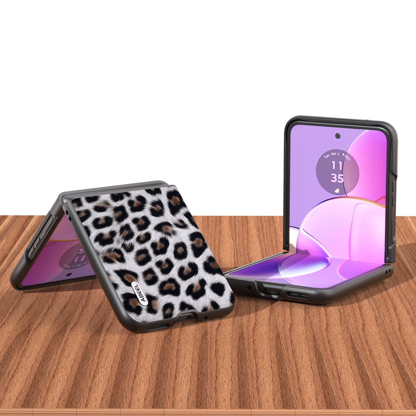 Uniqkart for Motorola Razr 40 5G Leopard Texture Phone Cover PU Leather + PC Scratch Resistant Case - Silver