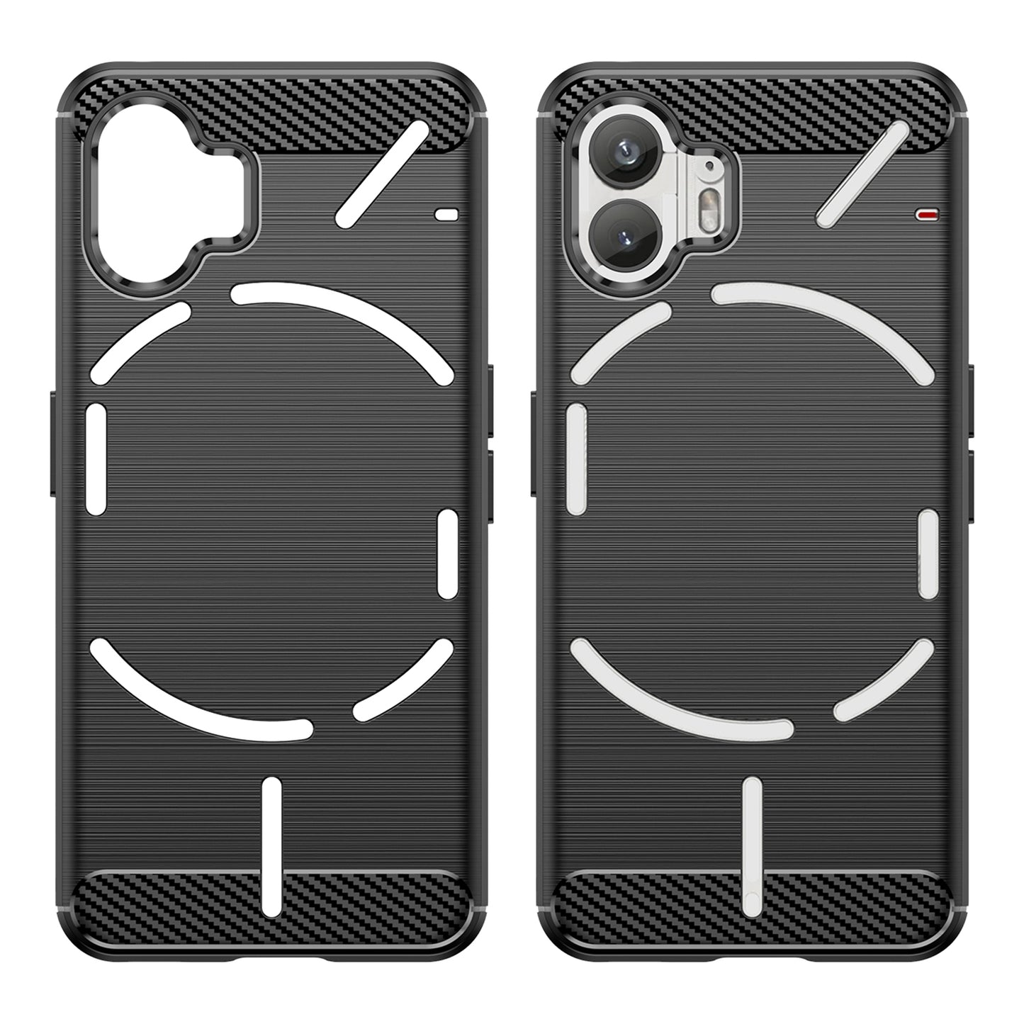 Uniqkart for Nothing Phone (2) Brushed Phone Case Carbon Fiber Texture TPU Back Cover - Black