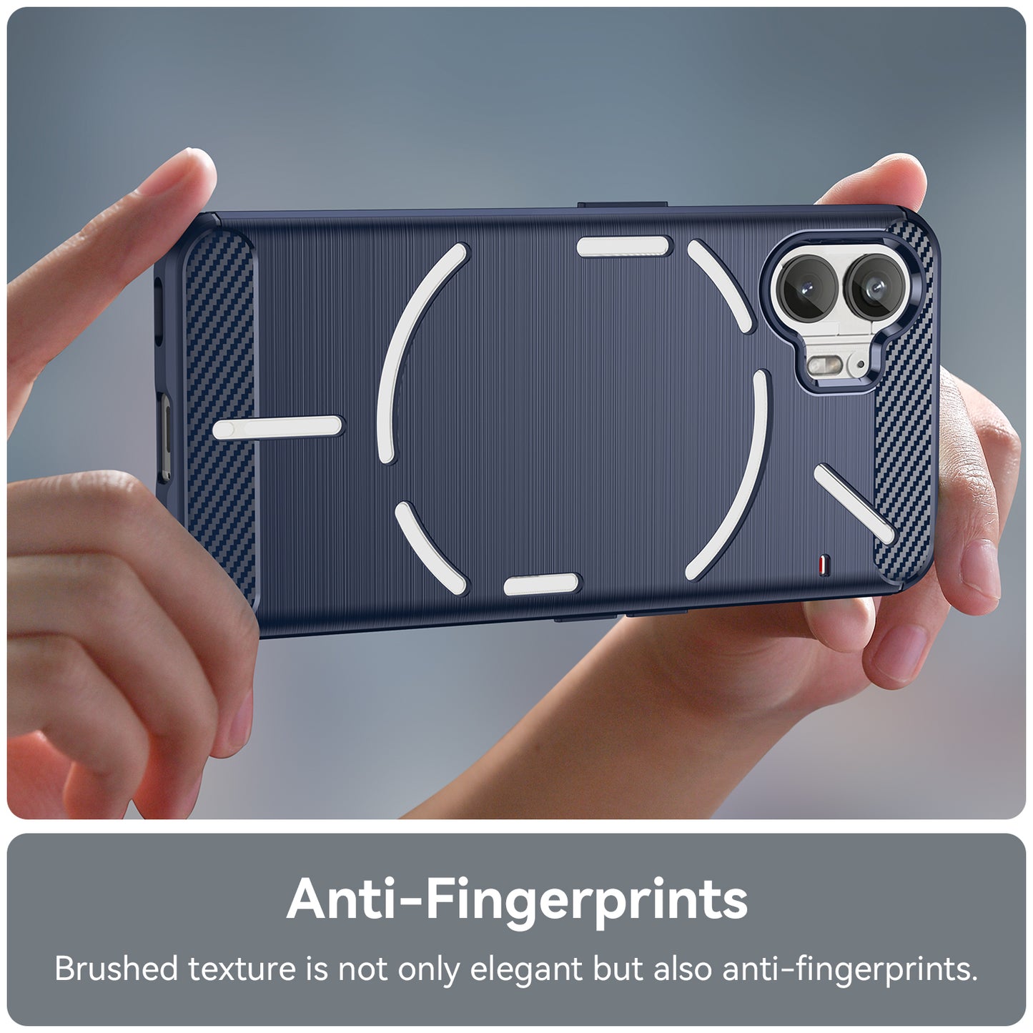 Uniqkart for Nothing Phone (2) Brushed Phone Case Carbon Fiber Texture TPU Back Cover - Blue