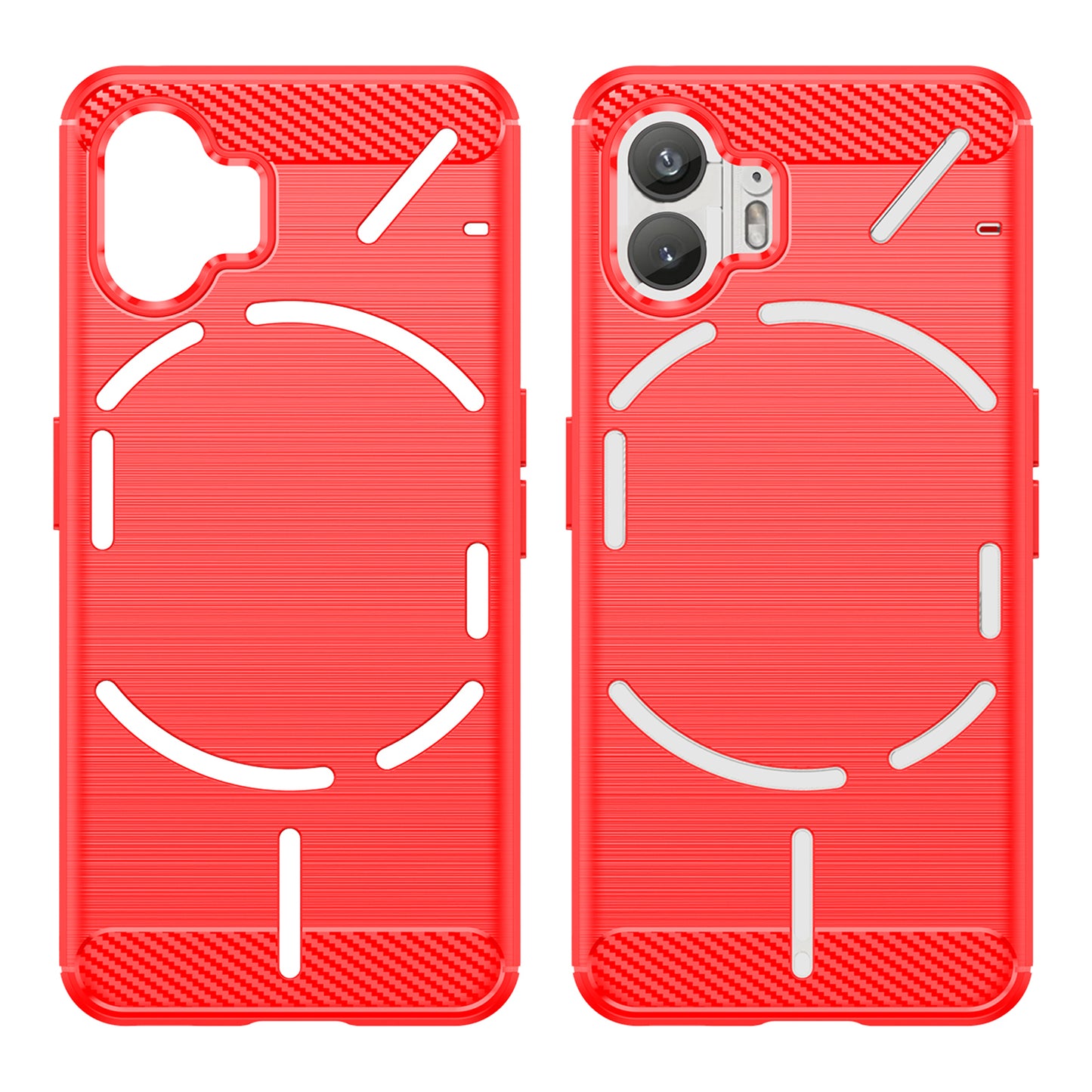 Uniqkart for Nothing Phone (2) Brushed Phone Case Carbon Fiber Texture TPU Back Cover - Red