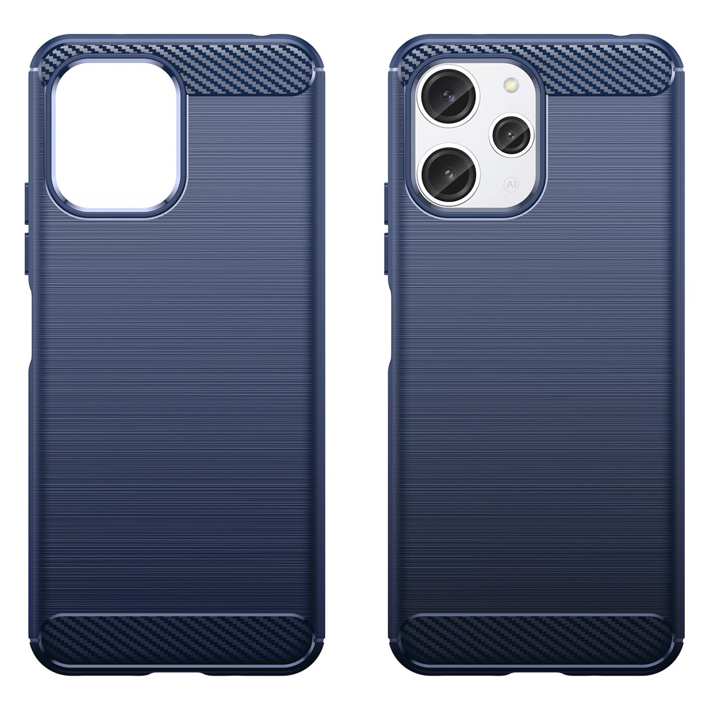 Uniqkart for Xiaomi Redmi 12 4G Carbon Fiber Texture Phone Case Soft TPU Brushed Phone Cover - Blue