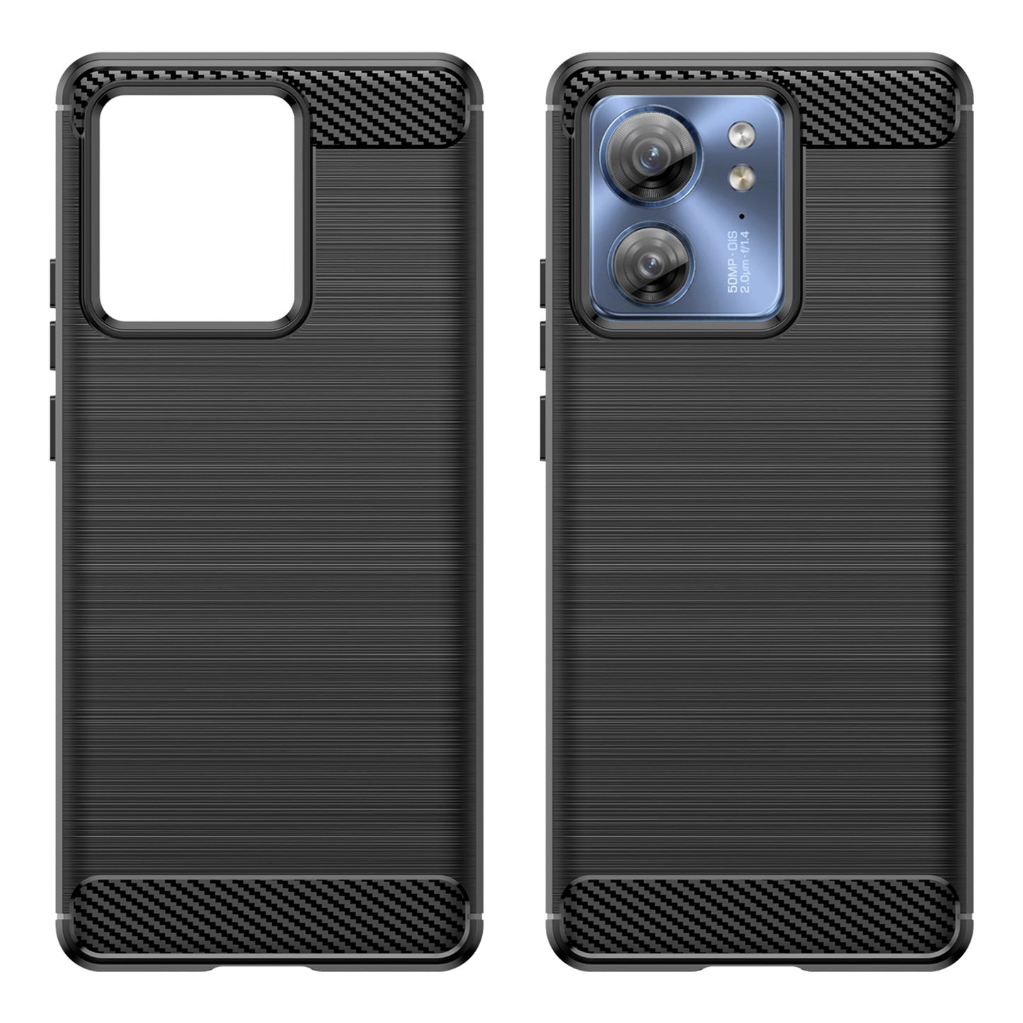 Uniqkart for Motorola Edge 40 5G Brushed Phone Case Carbon Fiber Texture TPU Cover - Black
