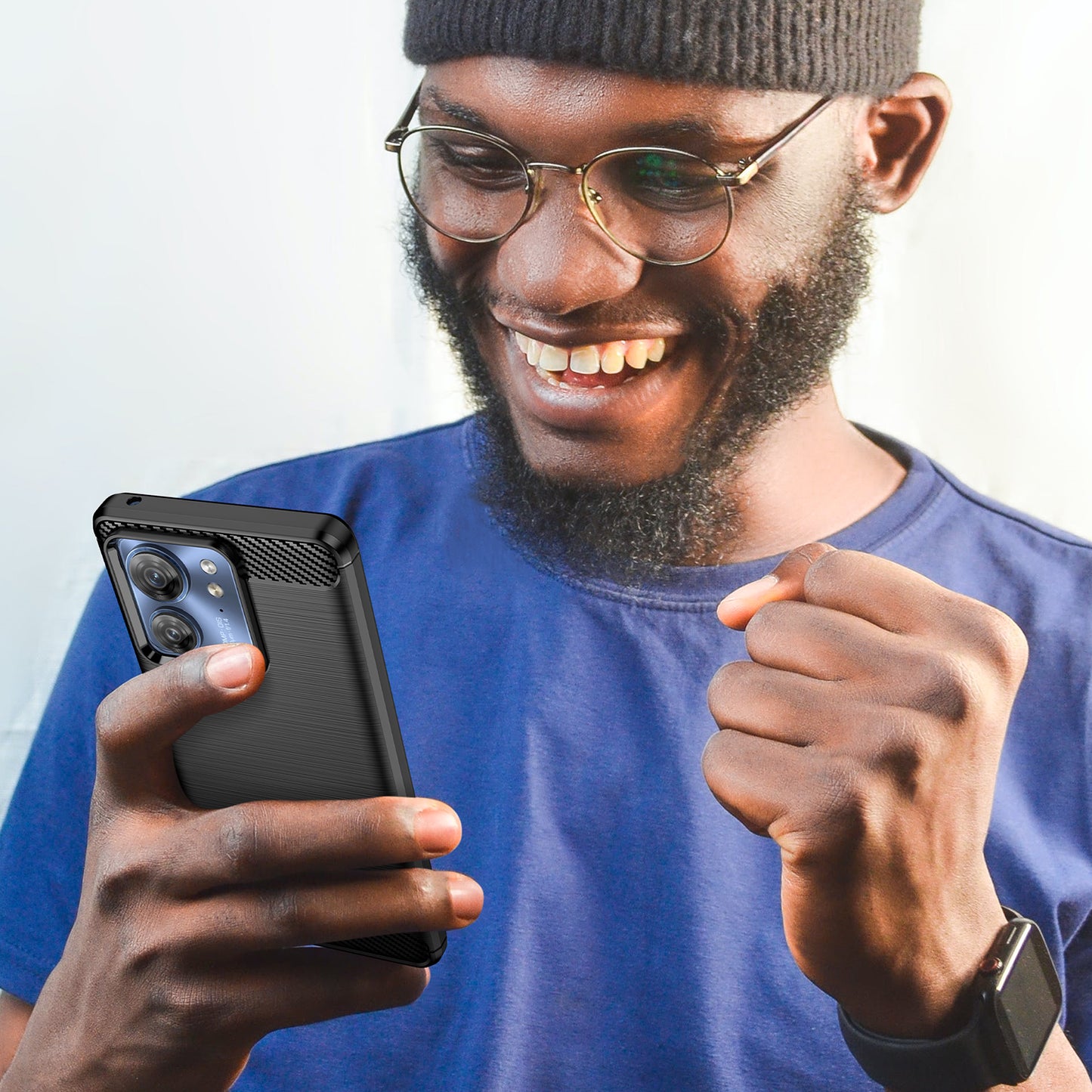 Uniqkart for Motorola Edge 40 5G Brushed Phone Case Carbon Fiber Texture TPU Cover - Black