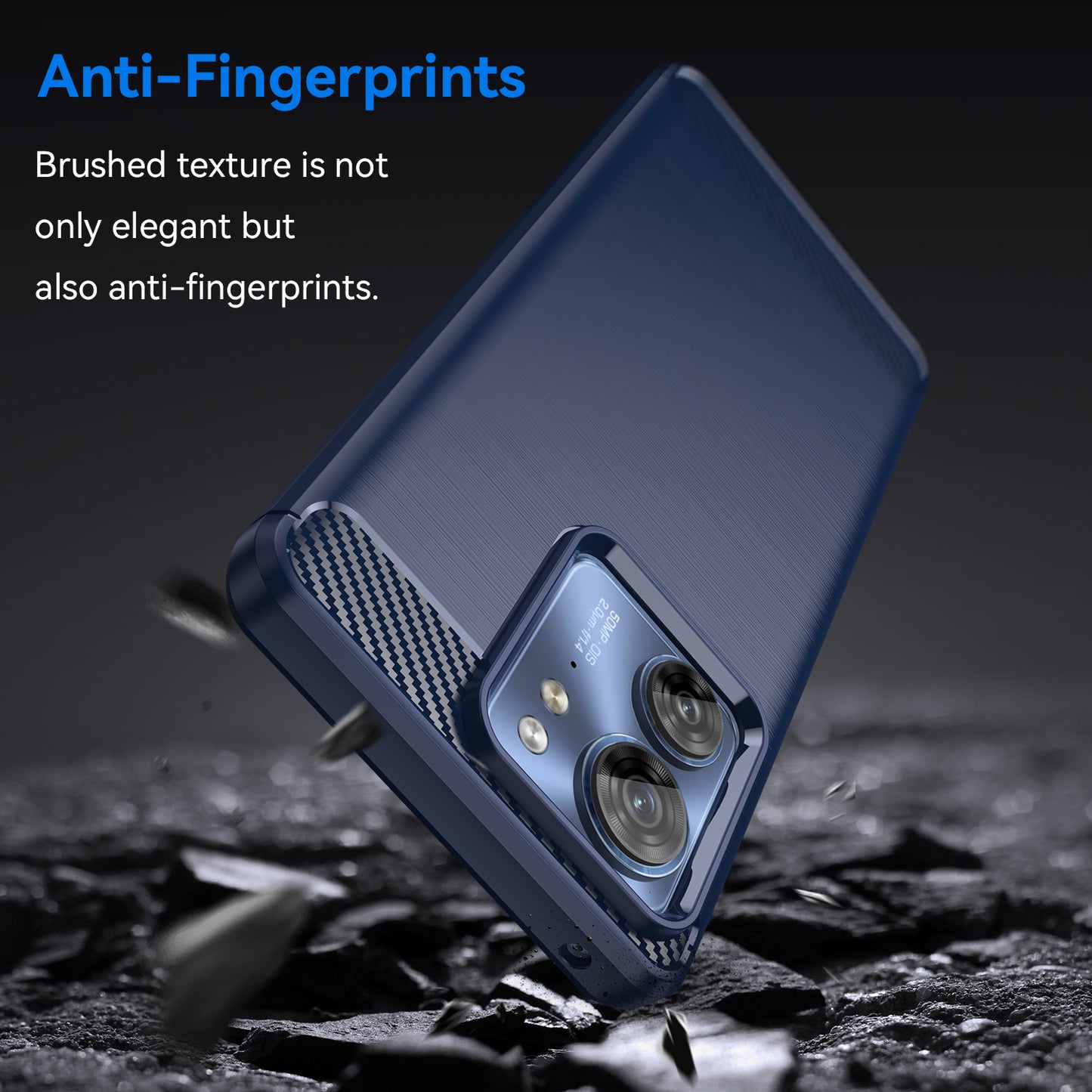Uniqkart for Motorola Edge 40 5G Brushed Phone Case Carbon Fiber Texture TPU Cover - Blue