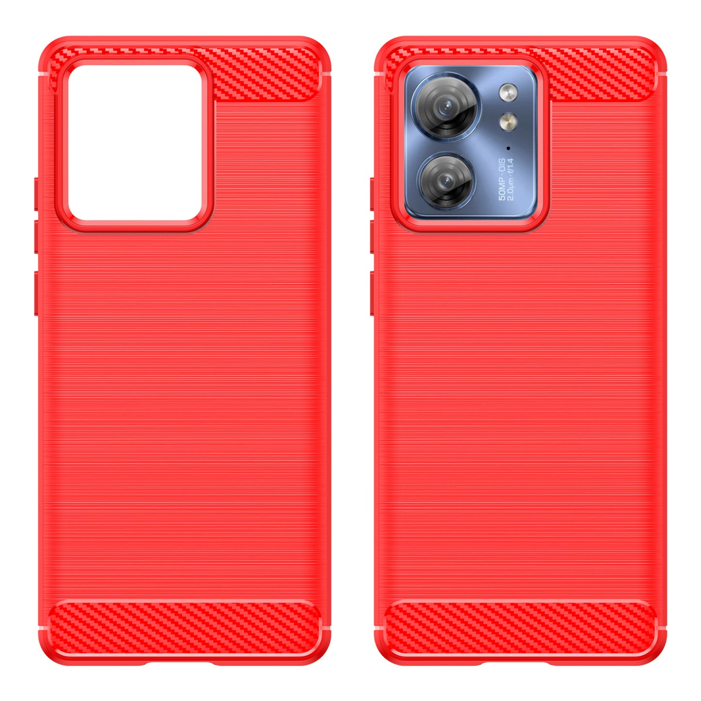 Uniqkart for Motorola Edge 40 5G Brushed Phone Case Carbon Fiber Texture TPU Cover - Red