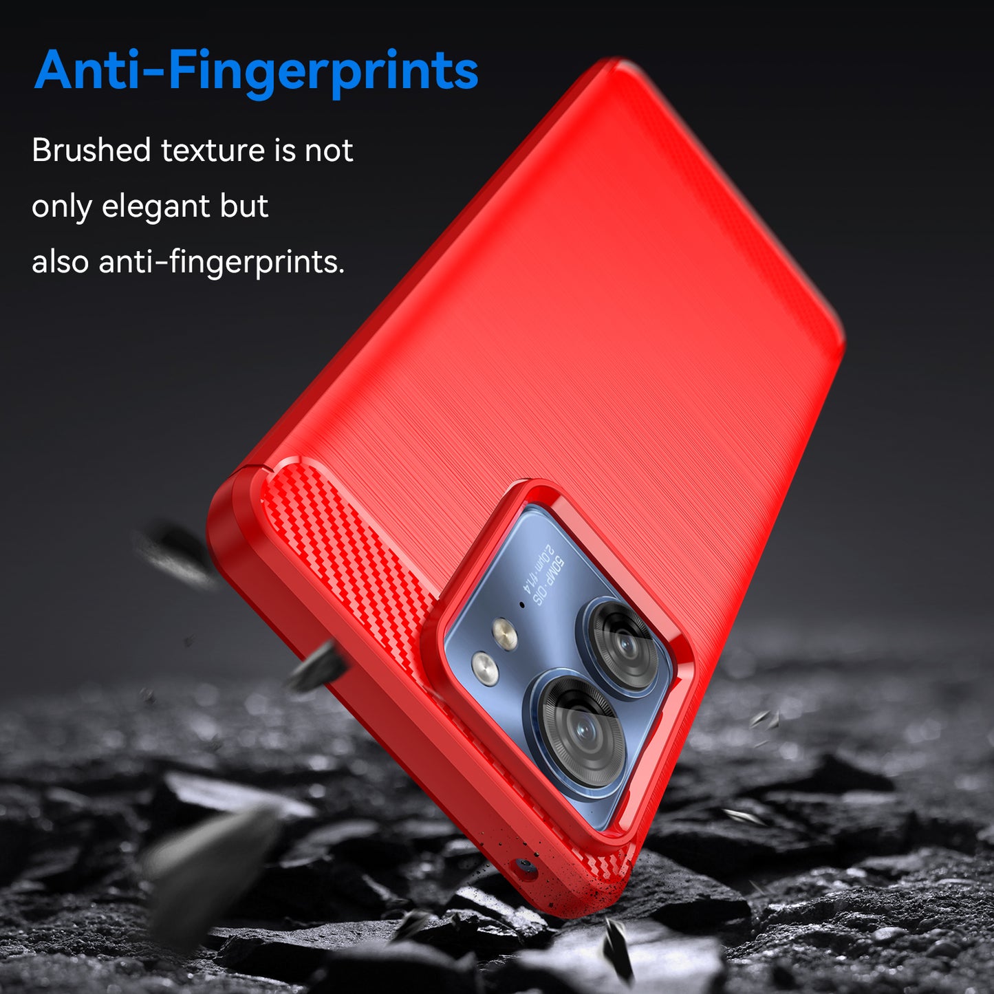 Uniqkart for Motorola Edge 40 5G Brushed Phone Case Carbon Fiber Texture TPU Cover - Red