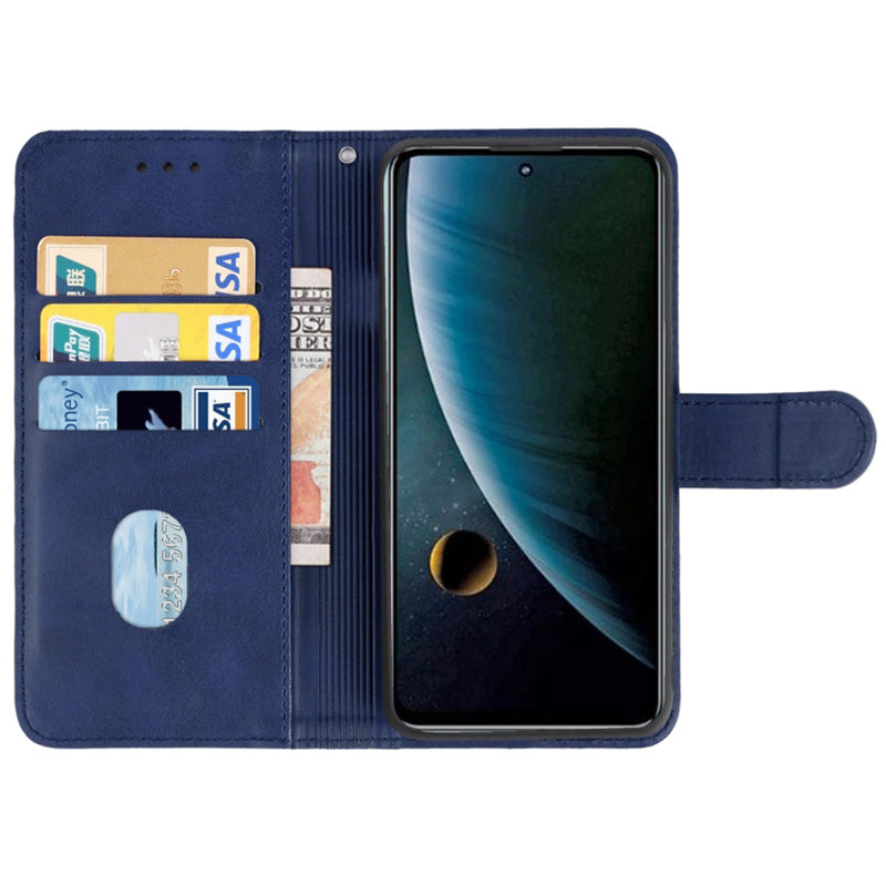 Uniqkart for ZTE Blade L220 Calf Texture Leather Case Wallet Stand Cell Phone Cover - Blue
