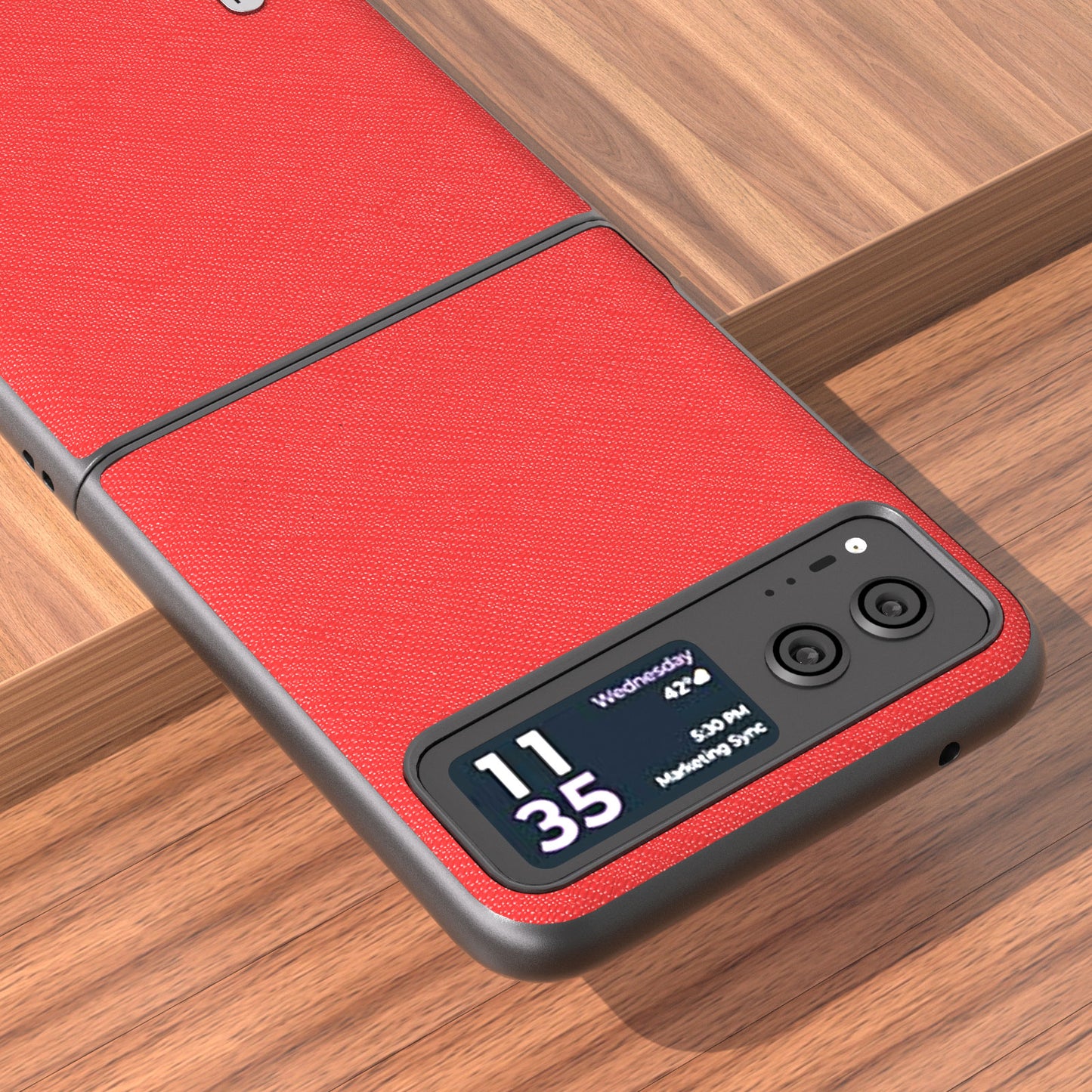 Uniqkart For Motorola Razr 40 5G Cross Texture Phone Case Cowhide Leather Coated Hard PC Phone Cover - Red