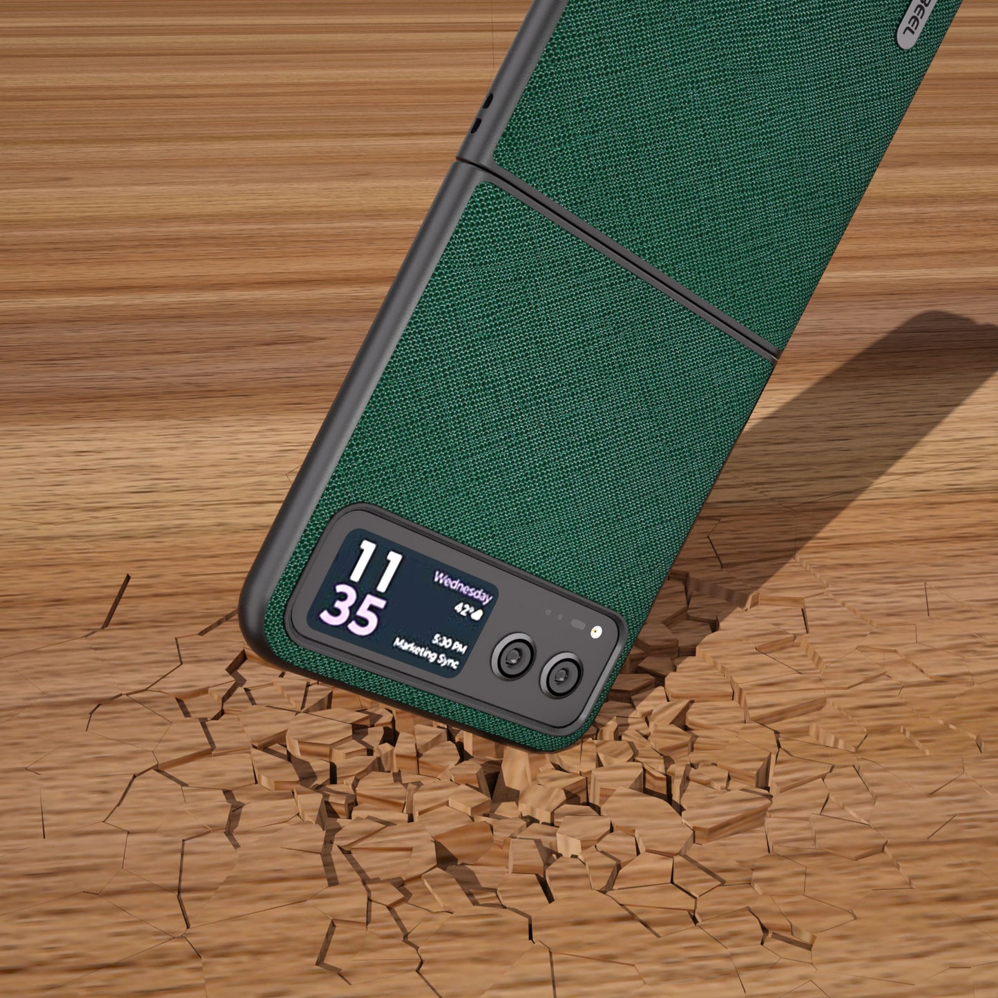 Uniqkart For Motorola Razr 40 5G Cross Texture Phone Case Cowhide Leather Coated Hard PC Phone Cover - Green