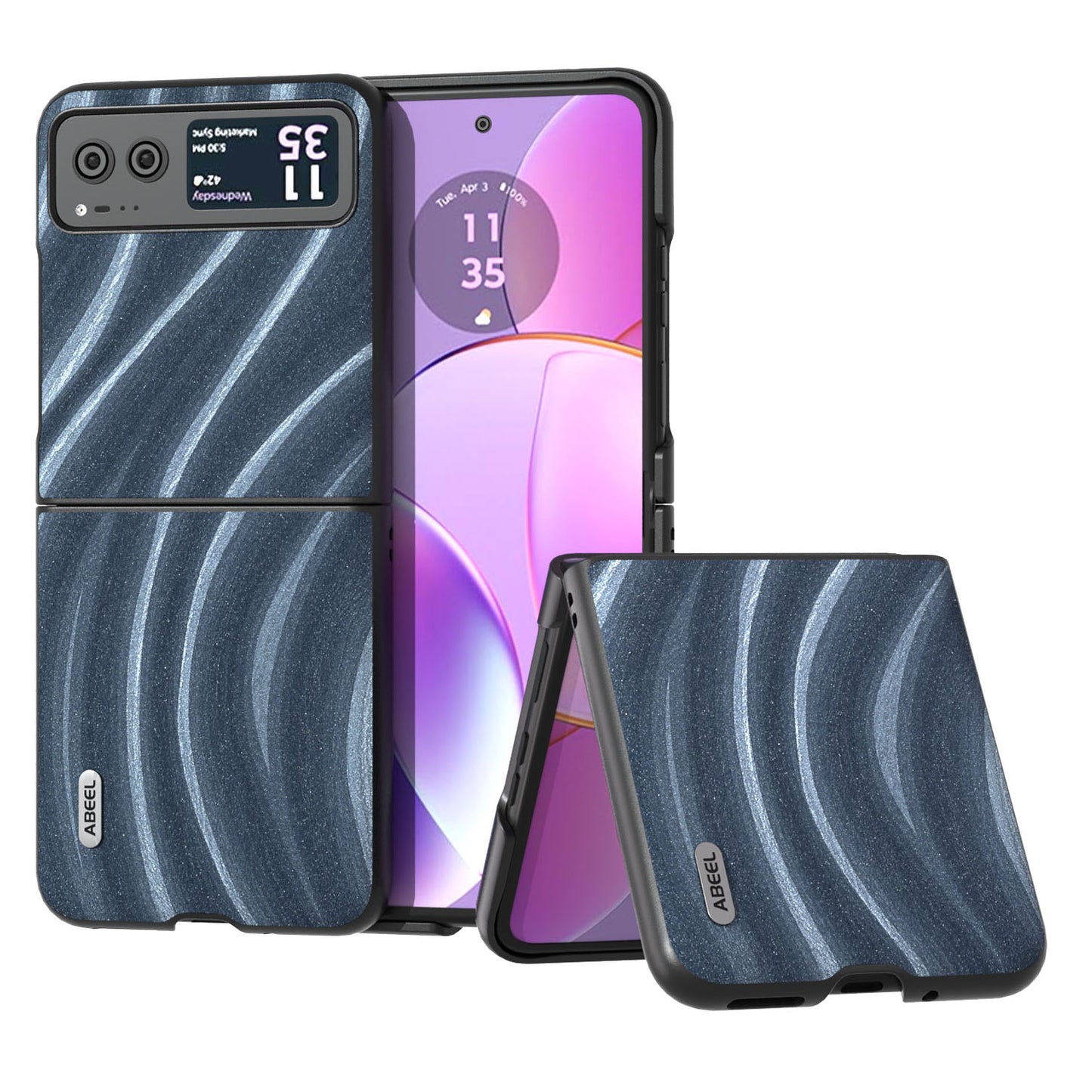 Uniqkart Milky Way Series for Motorola Razr 40 5G Protective Phone Case PU Leather Coated PC Cover - Blue