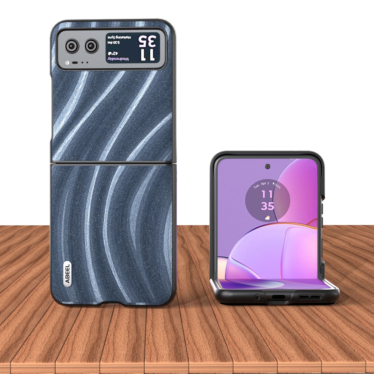 Uniqkart Milky Way Series for Motorola Razr 40 5G Protective Phone Case PU Leather Coated PC Cover - Blue