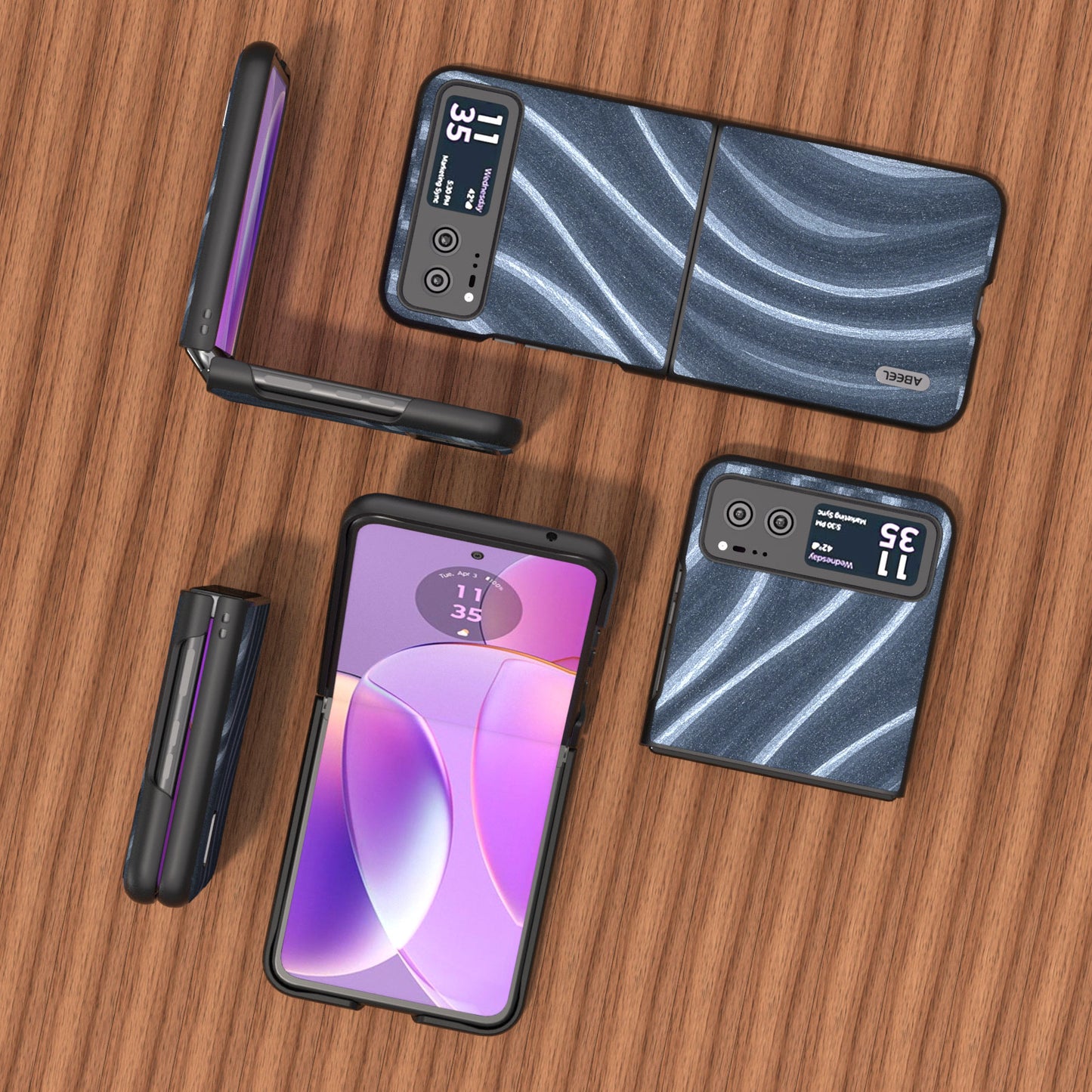 Uniqkart Milky Way Series for Motorola Razr 40 5G Protective Phone Case PU Leather Coated PC Cover - Blue