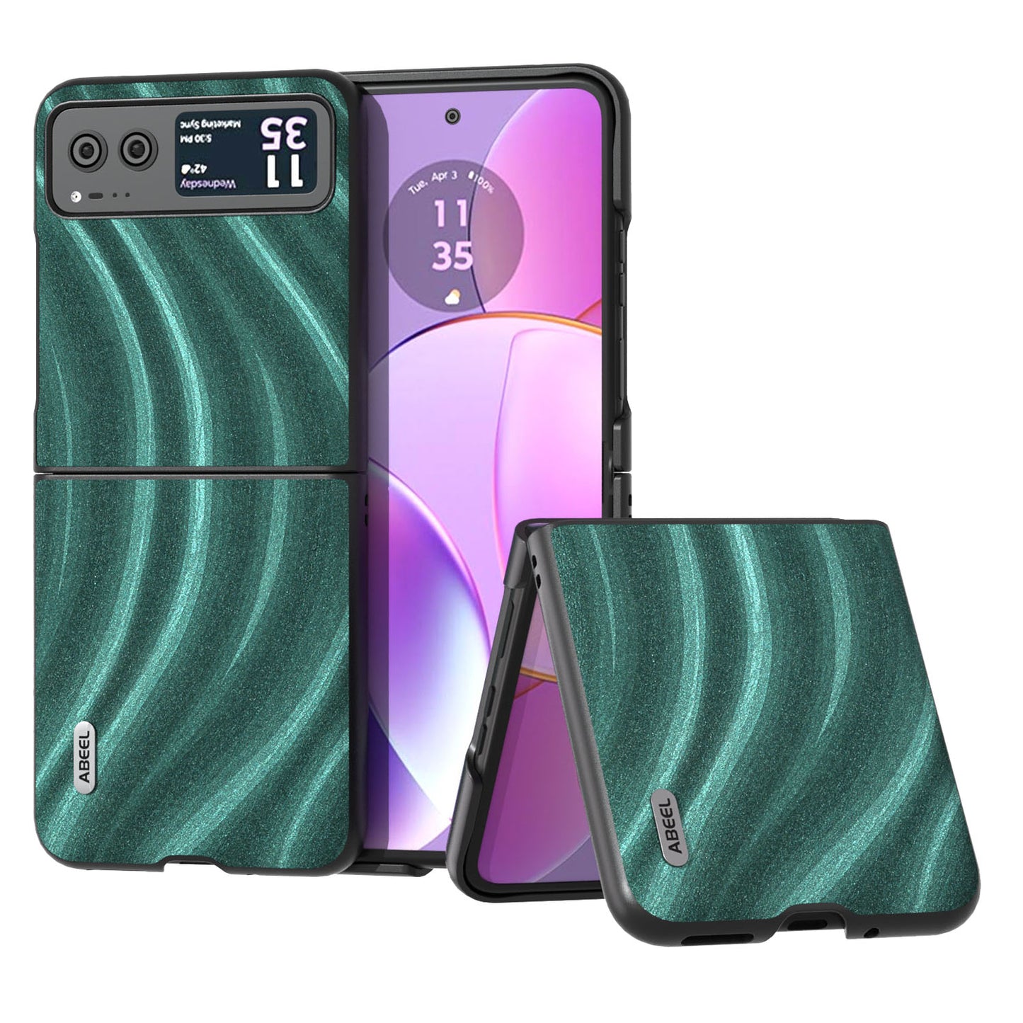 Uniqkart Milky Way Series for Motorola Razr 40 5G Protective Phone Case PU Leather Coated PC Cover - Green