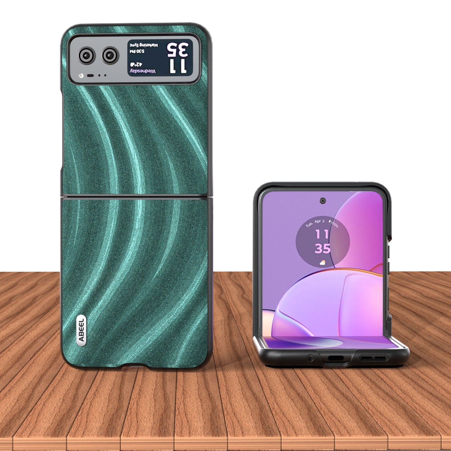 Uniqkart Milky Way Series for Motorola Razr 40 5G Protective Phone Case PU Leather Coated PC Cover - Green